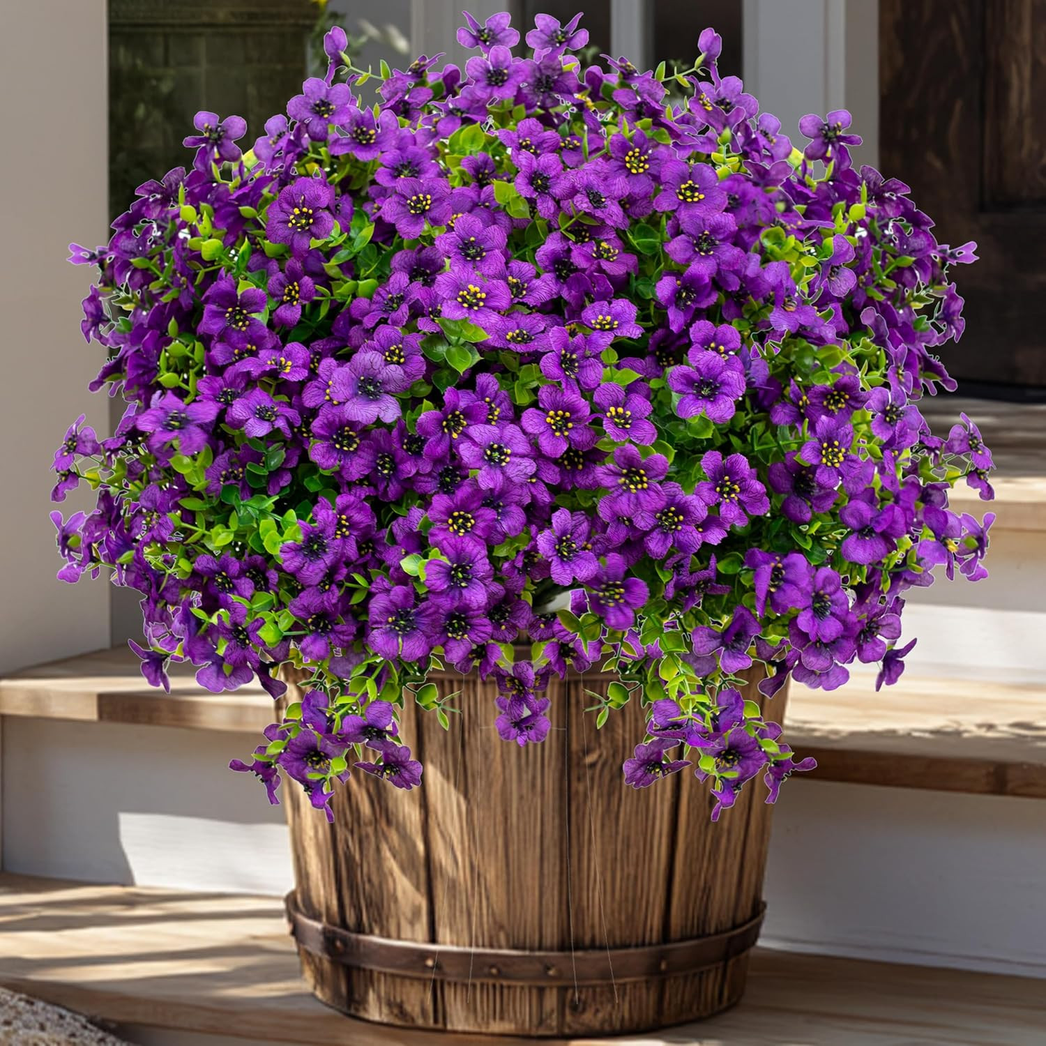 AXYLEX Artificial Flowers for Outdoors, 16 Bundles Fake Plants (Purple) | UV res
