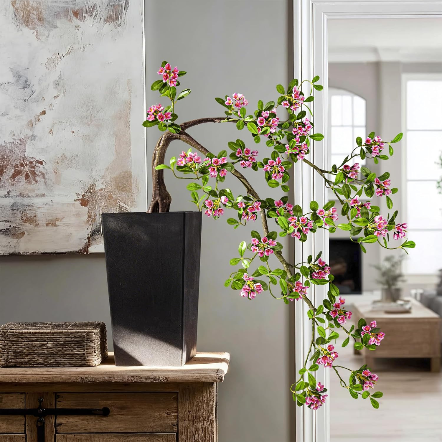 Lifelike 2.6FT Artificial Bonsai Tree with Realistic Flowers for Home Decor