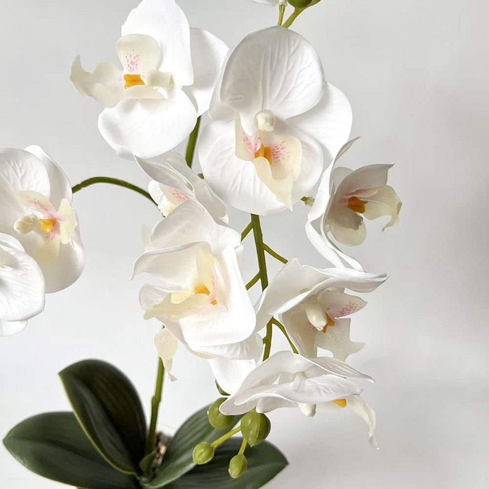 For Home Decor Fake Butterfly Orchid in Stone Pot 16.53in/42cm No Maintenance