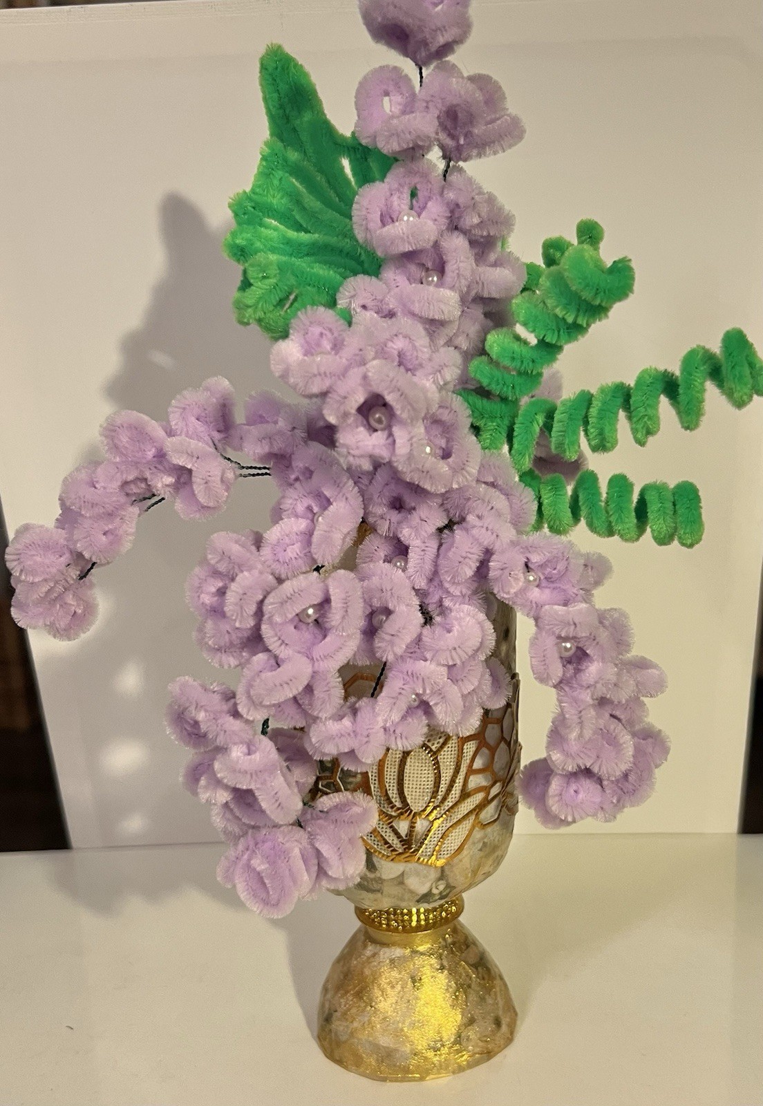 Wisteria Branches in Vase Pipe Cleaners Handmade