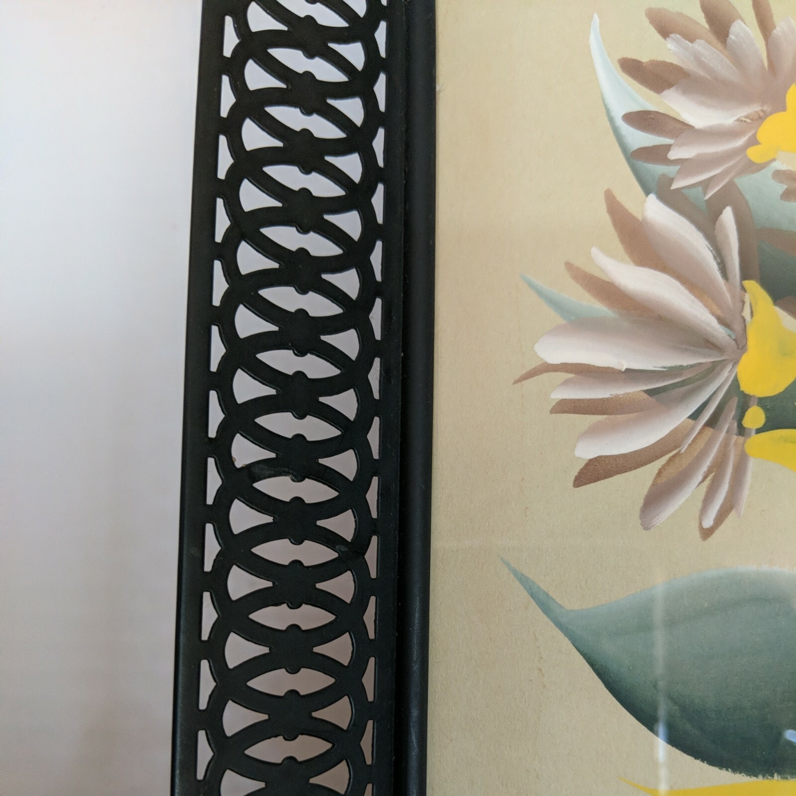 Painting Watercolor Hanging Picture or Tray Metal Frame 11″ x 11″ Signed Floral