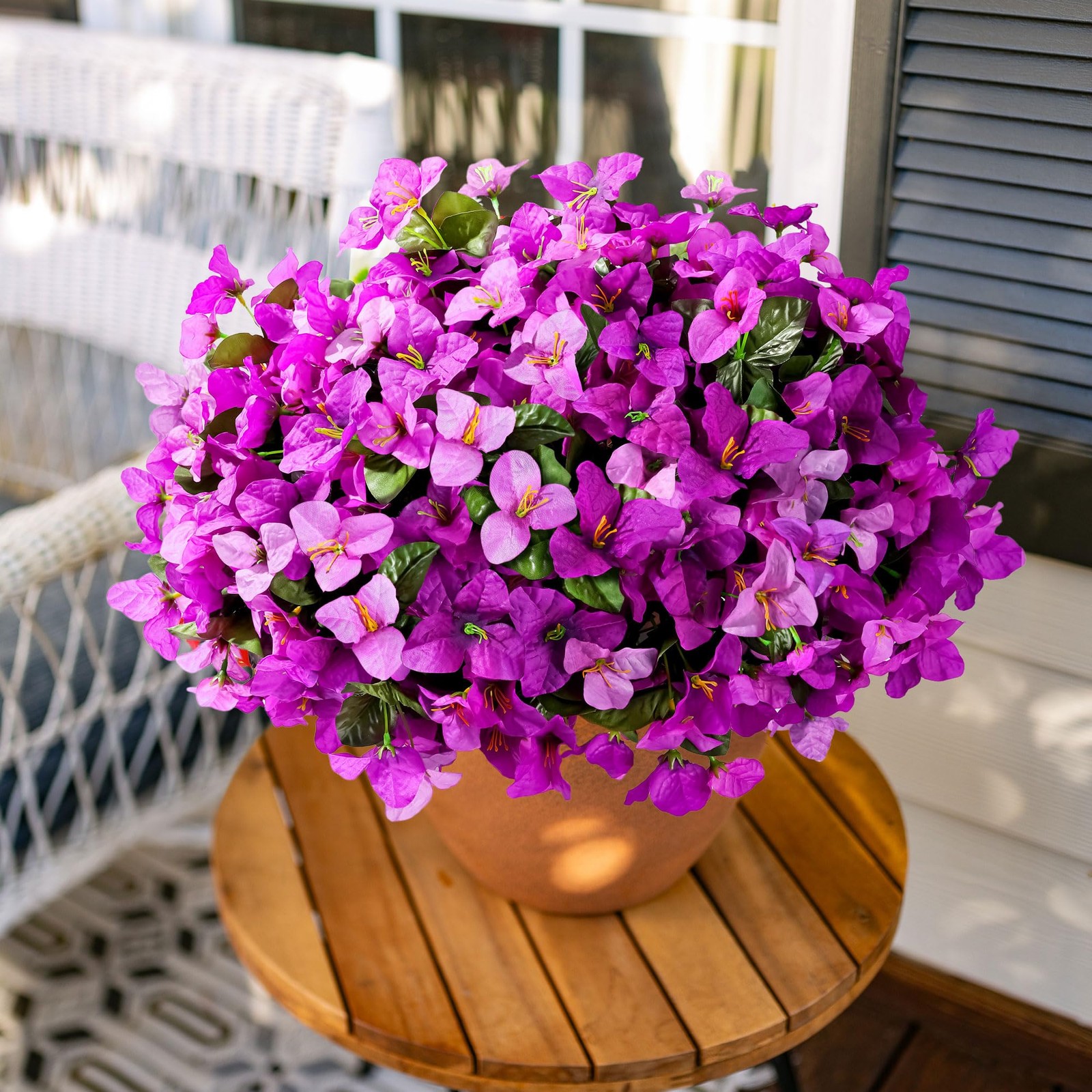 Spring Artificial Flowers for Outdoors, 4 Bundles Fake Bougainvillea UV Resis…