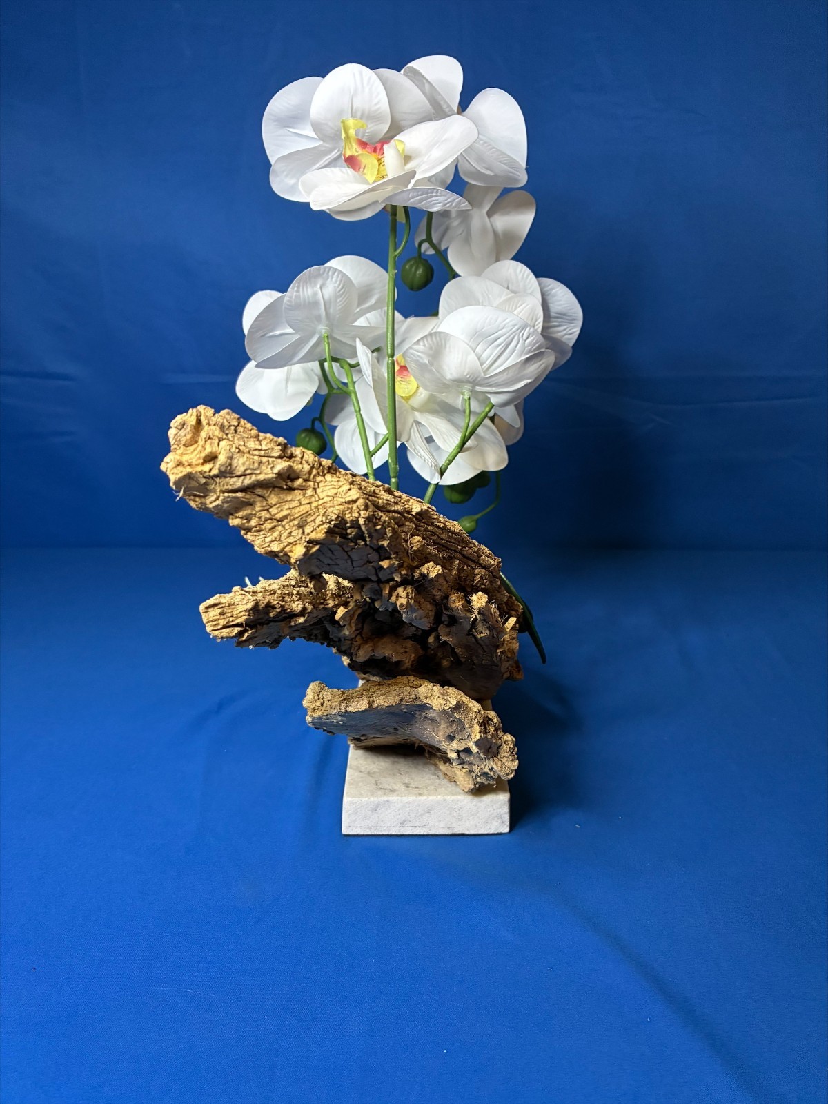 Orchid Marble Base Natural Bark Handmade USA