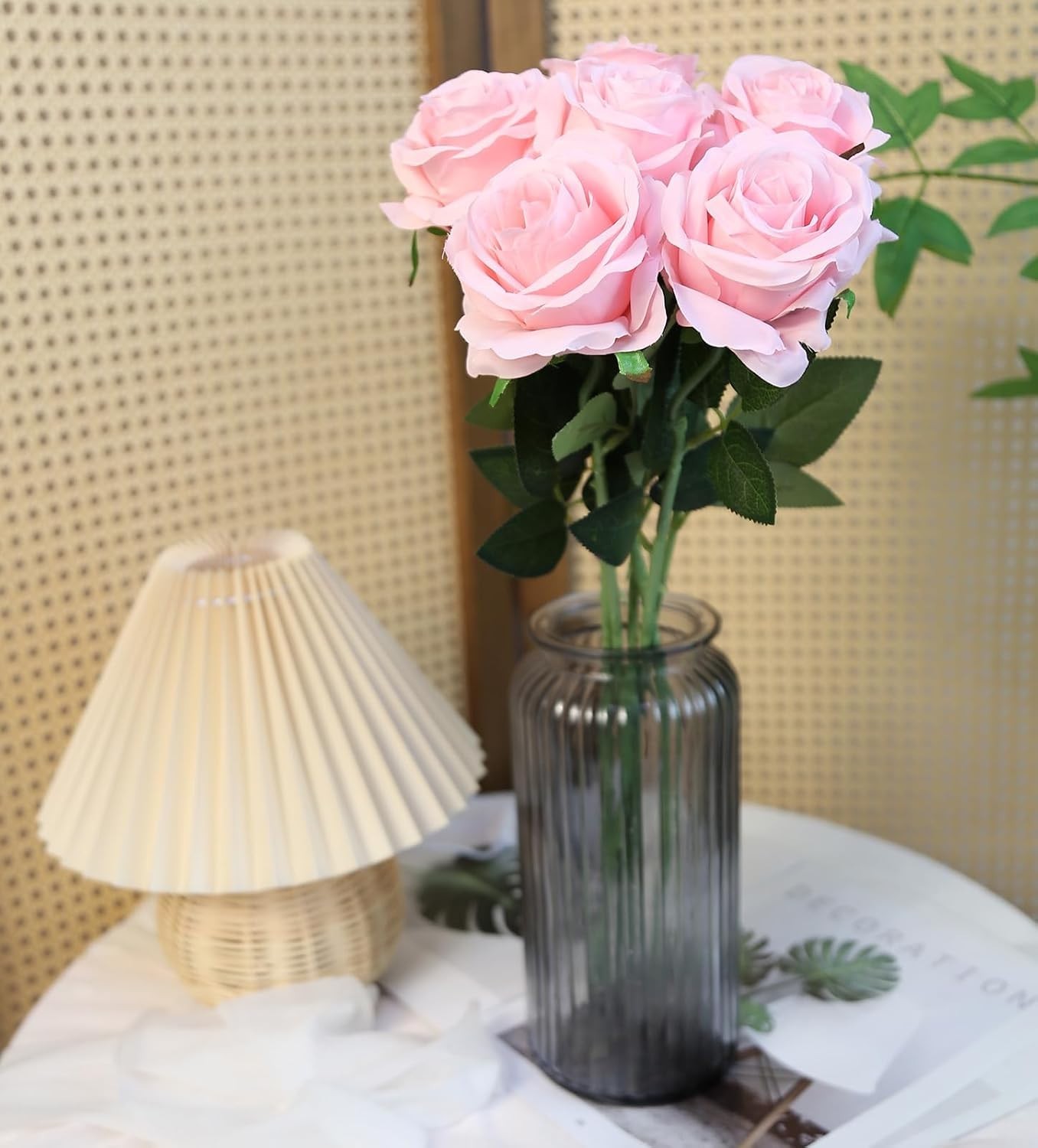 Luxurious 6PCS Long Stem Silk Roses – Perfect for Parties & Bridal Bouquets