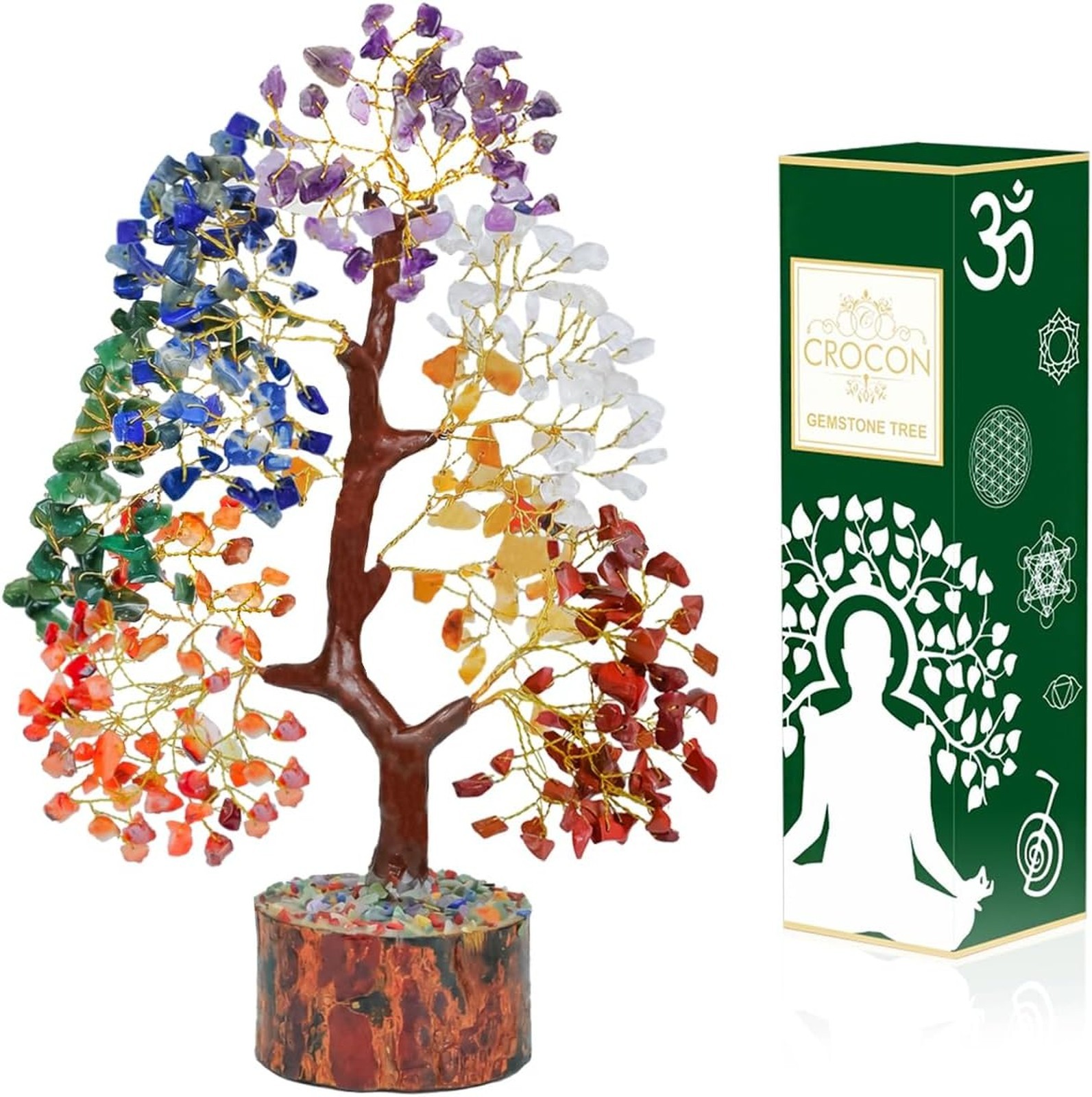 7 Chakra Crystal Tree of Life, Healing Crystals, 10-12 Inch, Spiritual Decor for