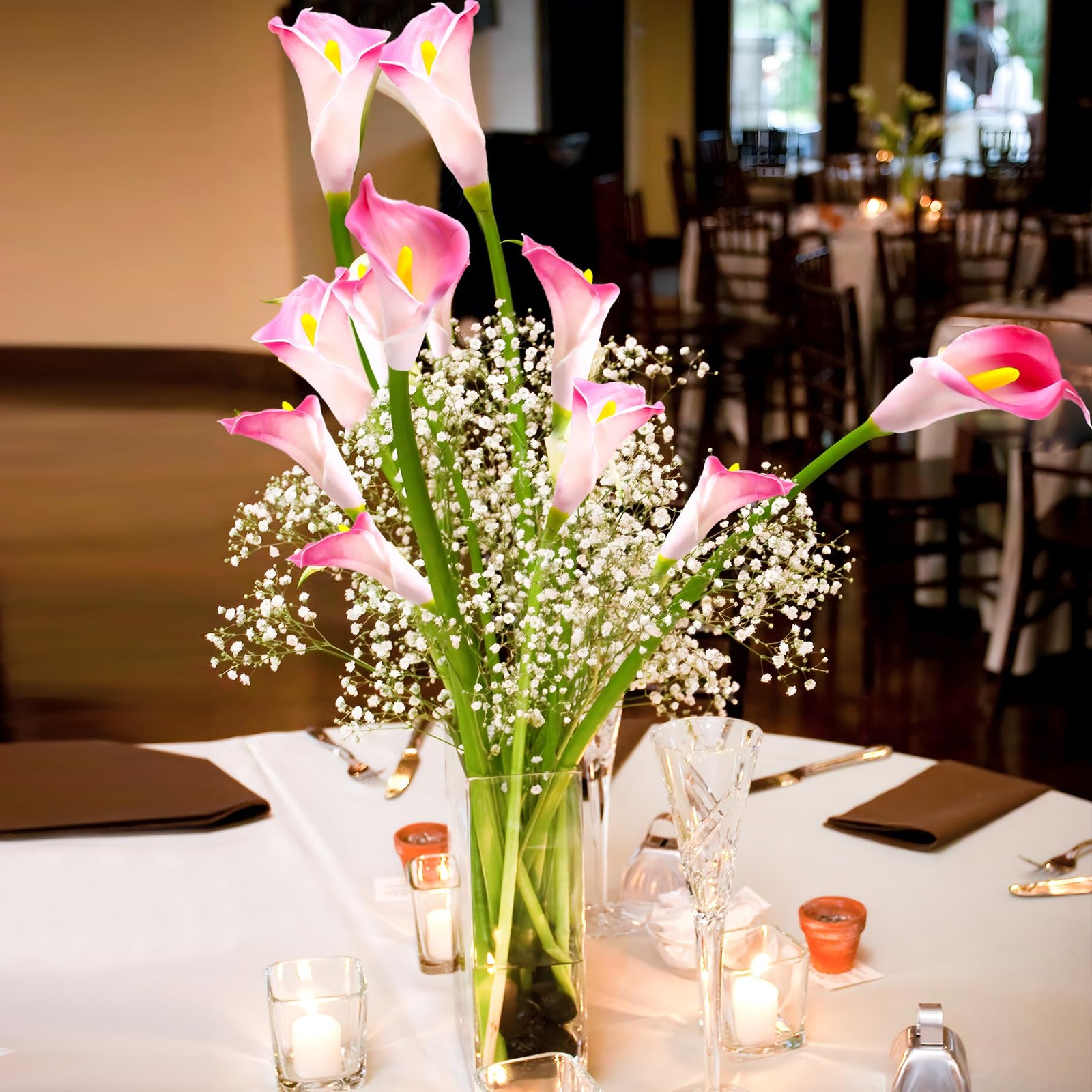Lcuasc 10pcs Calla Lily Artificial Flowers,26″ Real Touch Long Stem Faux Call…