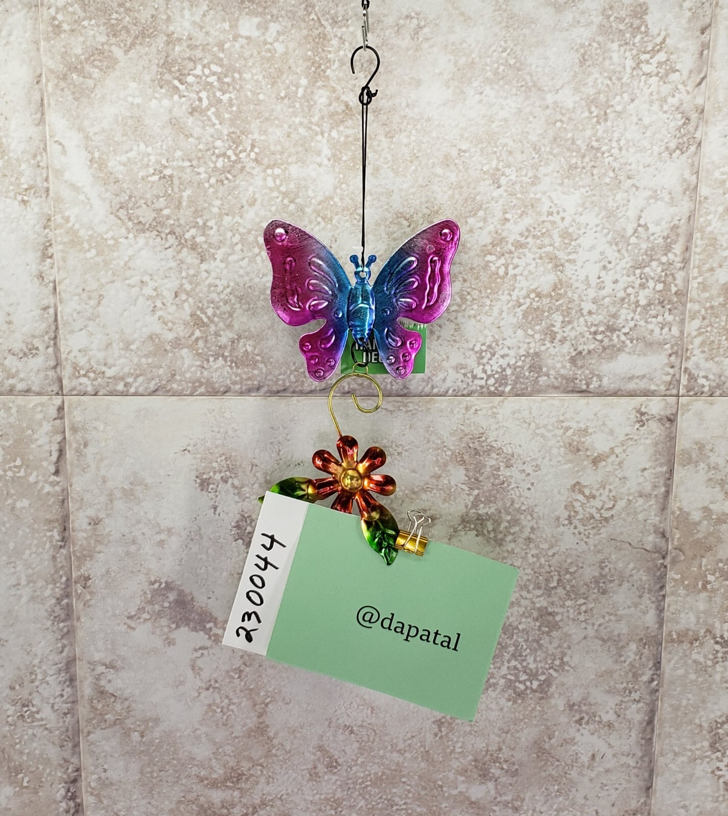 Butterfly & Flower Decorative Hanging Indoor Outdoor Metal Sign True Living NWT