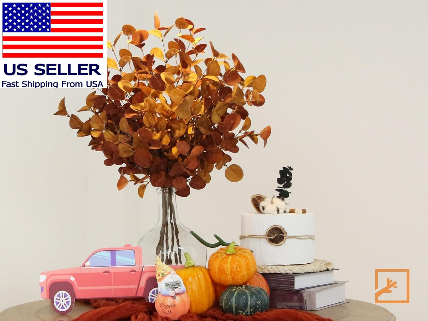 6 Pcs Fall Stems Artificial Eucalyptus 26.7” Tall Decor Fake Silver Dollar Leav