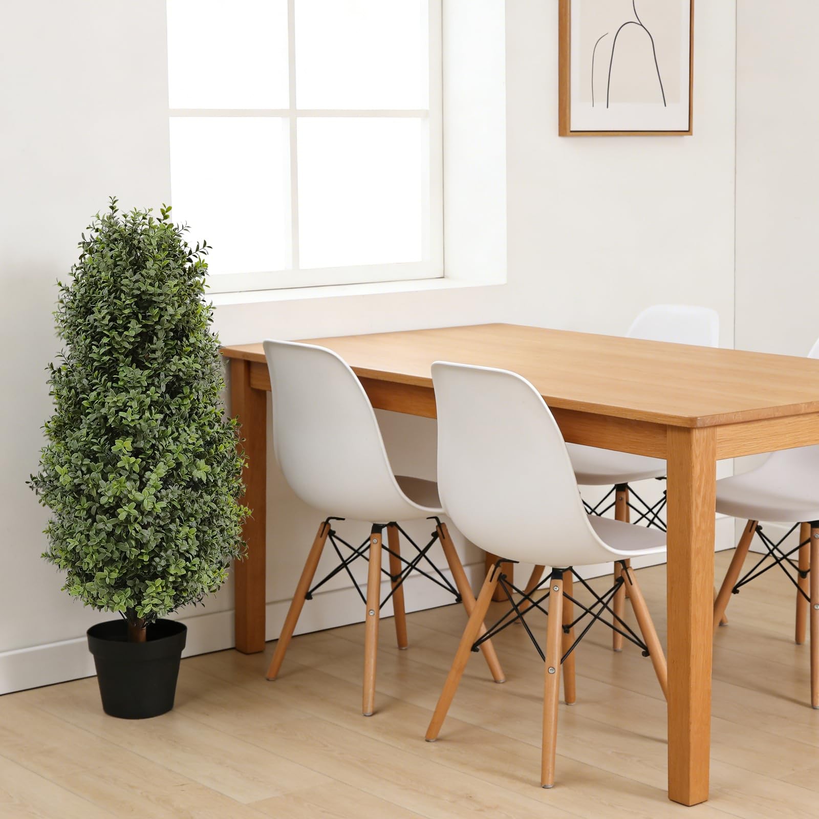 35inch Artificial Topiary Boxwood Tree, Faux Plants Outdoor 2 Packs Fake Bush…