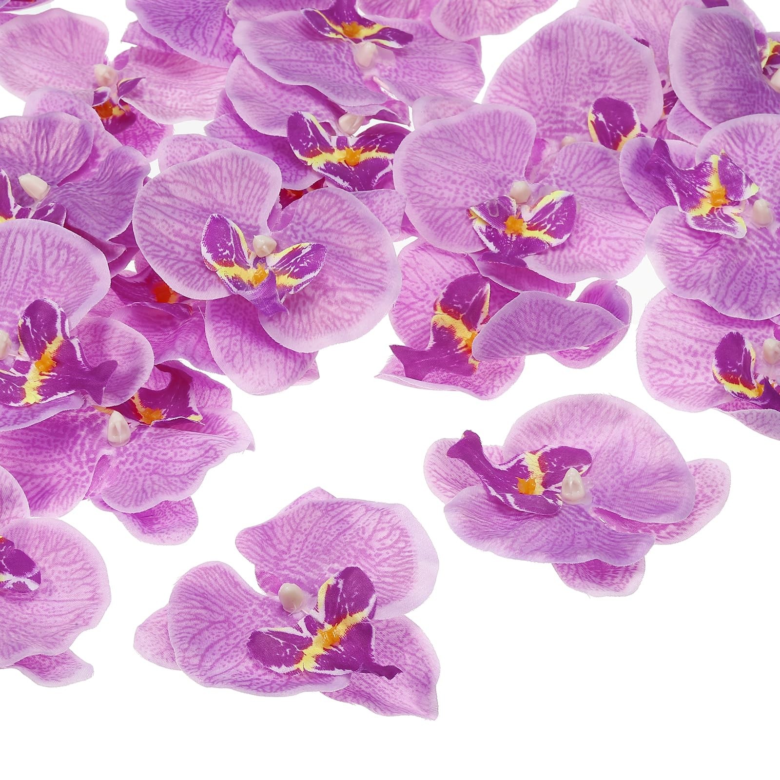 3.5″ Artificial Orchid Flower Heads, 40 Pack Silk Phalaenopsis Fake Butterfly…