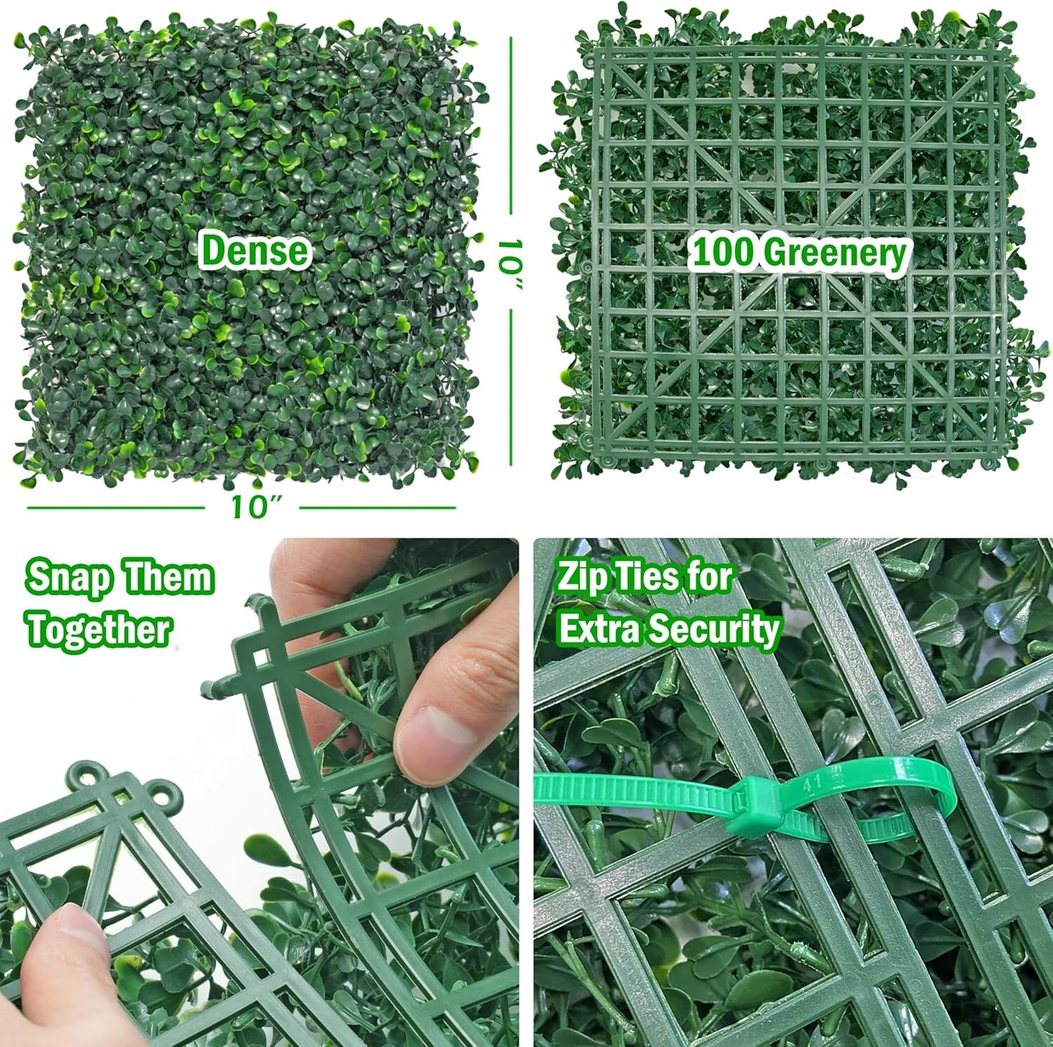10×10 Inch 12-Piece Grass Wall Panels Artificial Boxwood Greenery Hedge Backdrop