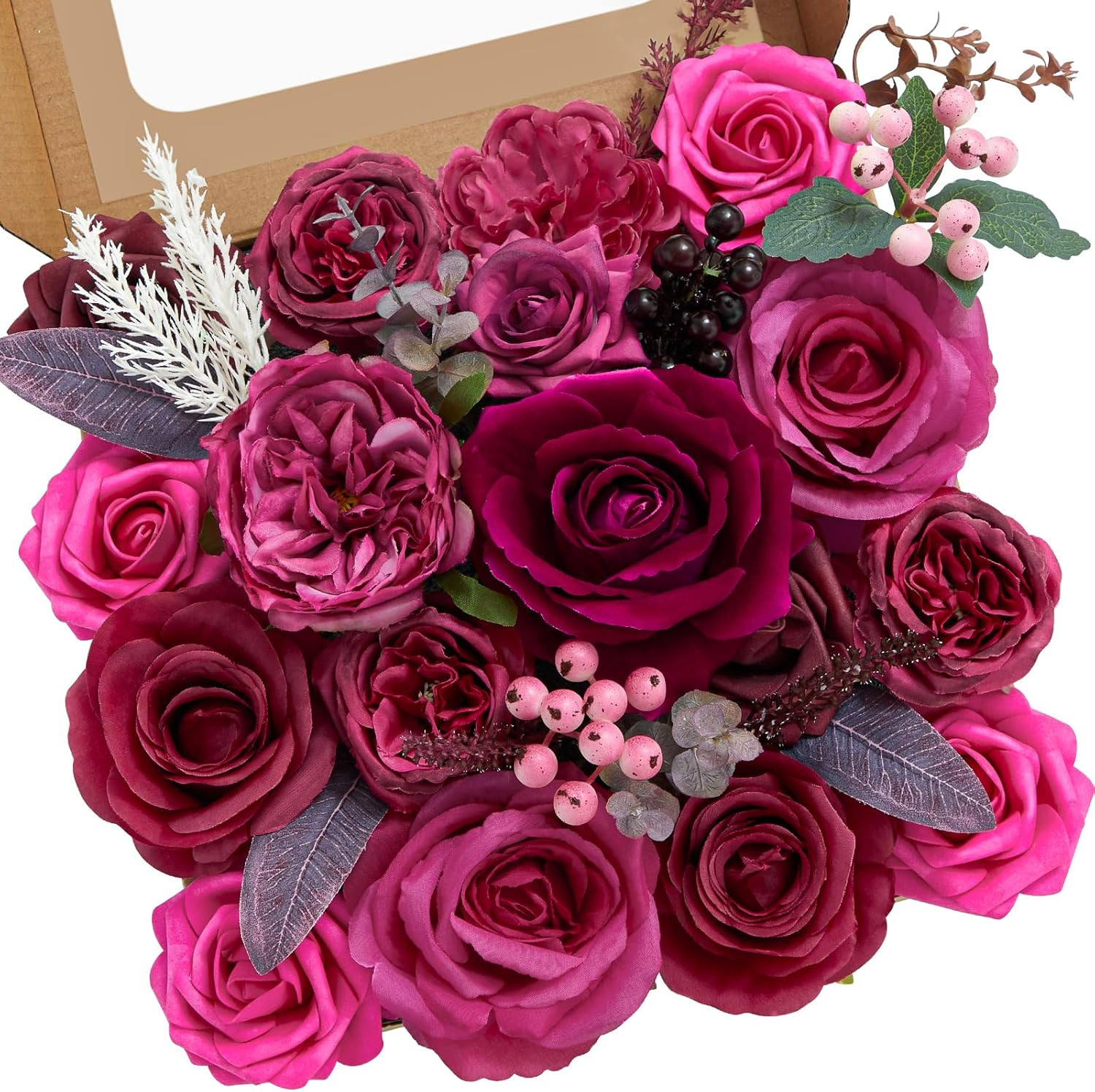 Artificial Flowers Dark Magenta Hot Pink Fake Wedding Flowers Silk Flowers Faux