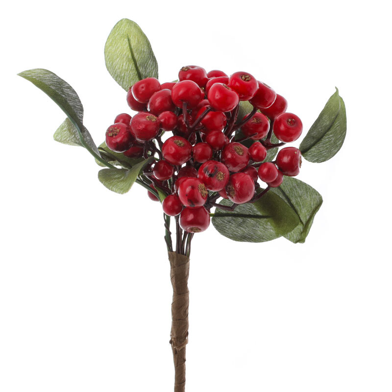Artificial Red Berry Cluster Picks