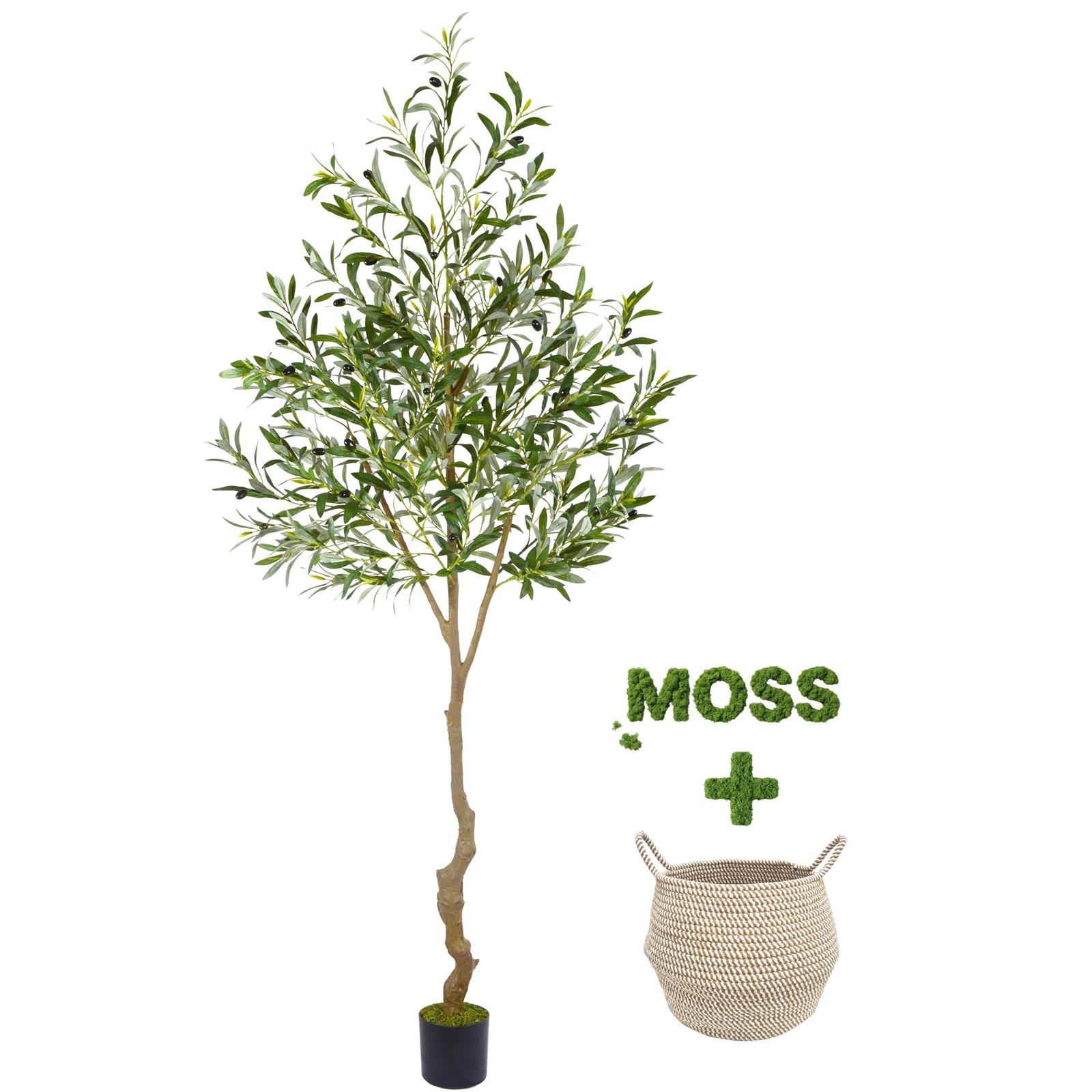 Artificial Olive Tree, 7ft Tall Fake Olive Leaves Plant with Basket, Indoor O…