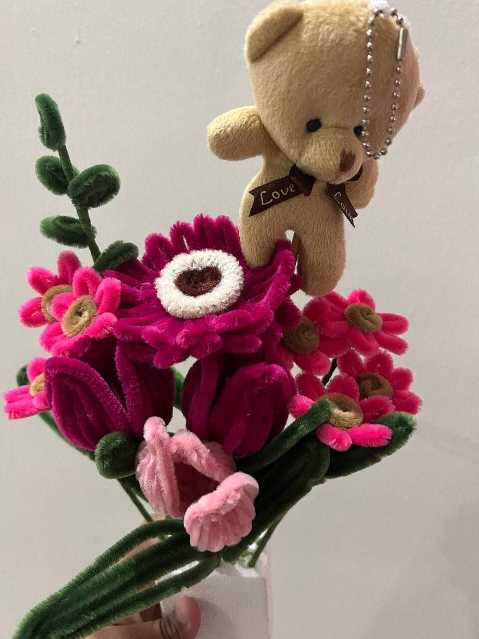 CUSTOMIZED HANDMADE Crocket flower bouquet bear gift surprise HOT SELL