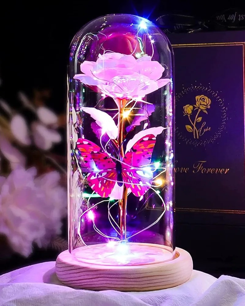 Eternal Rose And Butterfly, 2 Day Shipping, Pink, Valentine’s Gift For Her