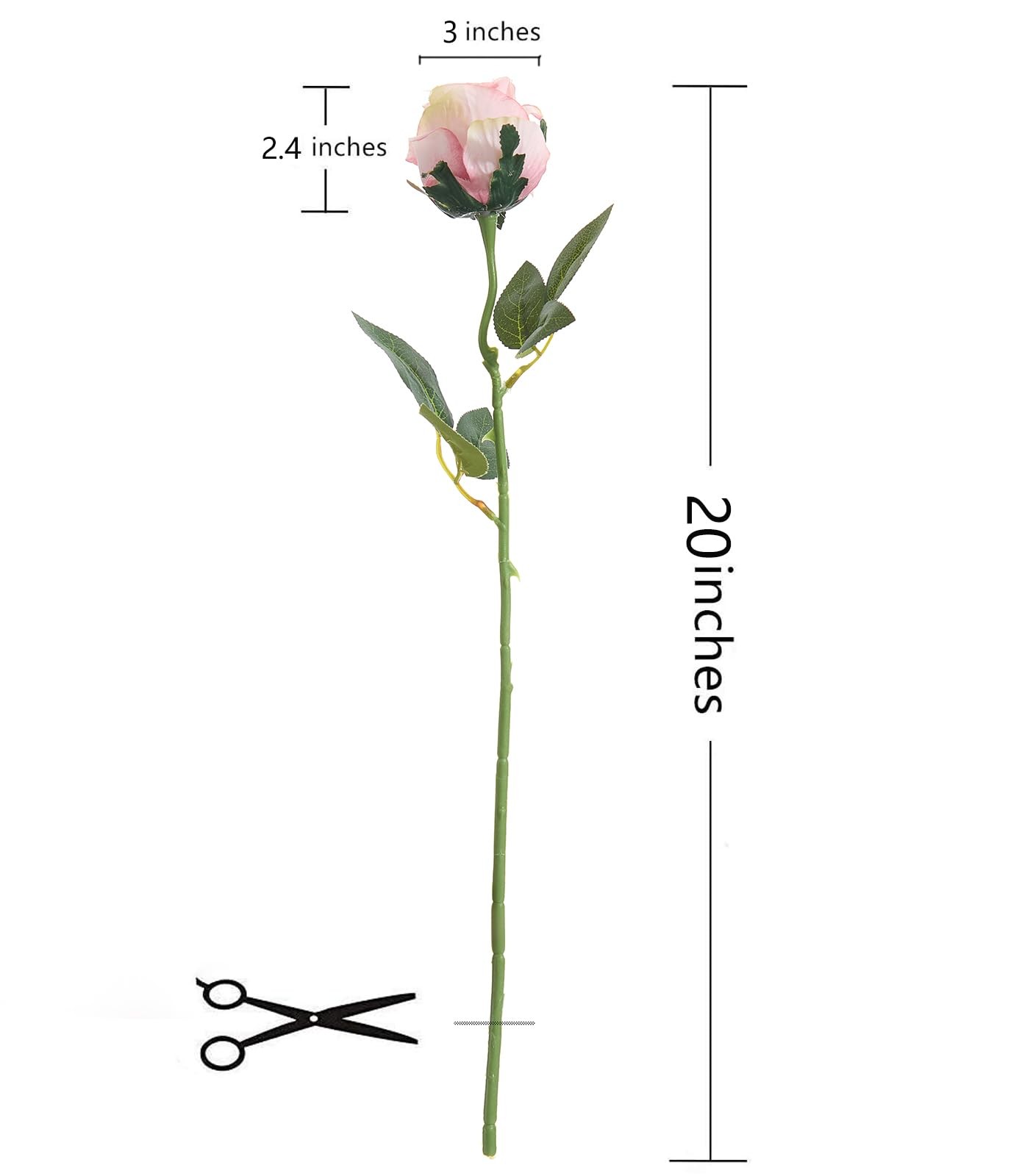 12 Pcs Light Pink Roses Artificial Flowers -20″ Silk Roses Bouquet,Fake Roses…