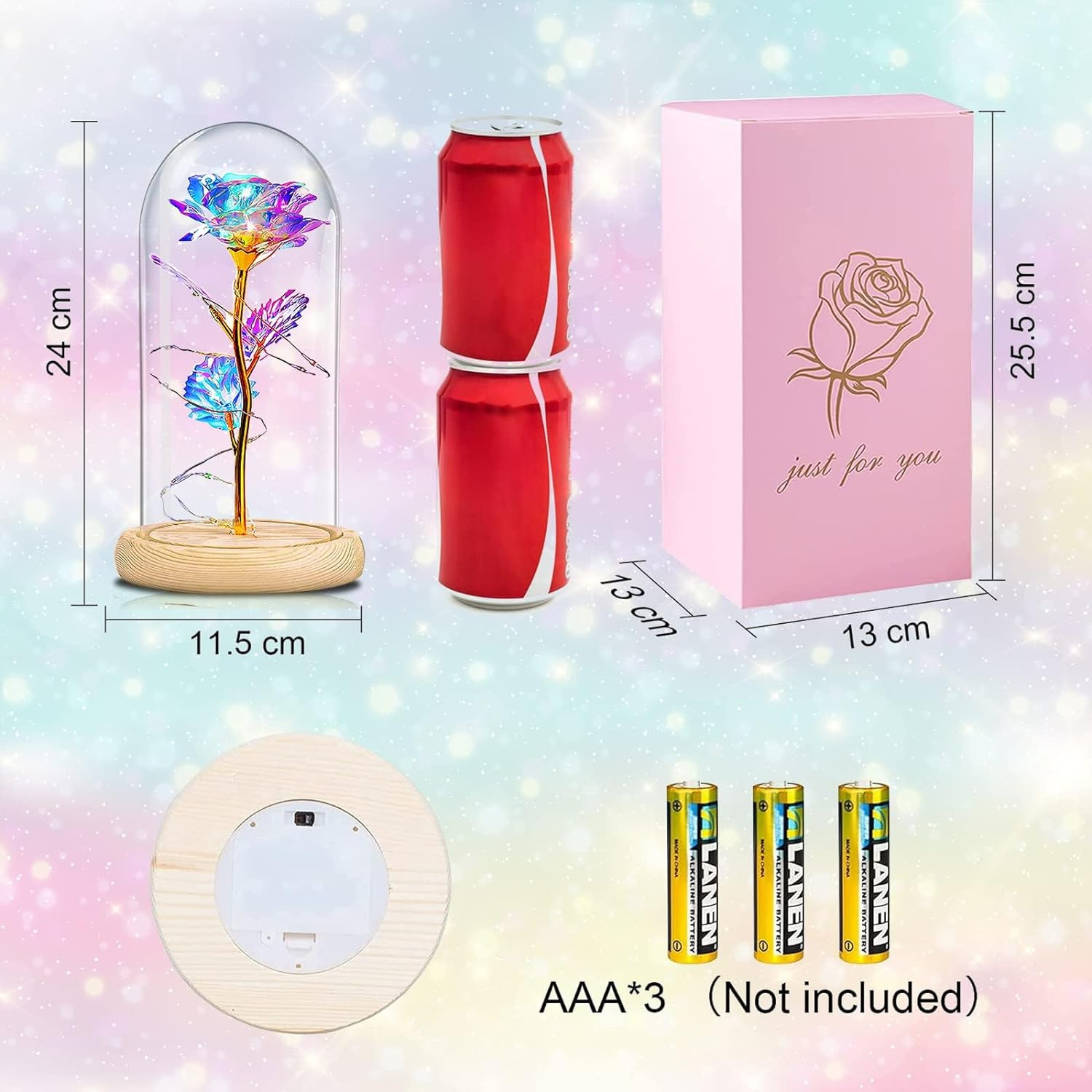 LED Light Eternal Rose Flower In Glass Dome For Him/Her