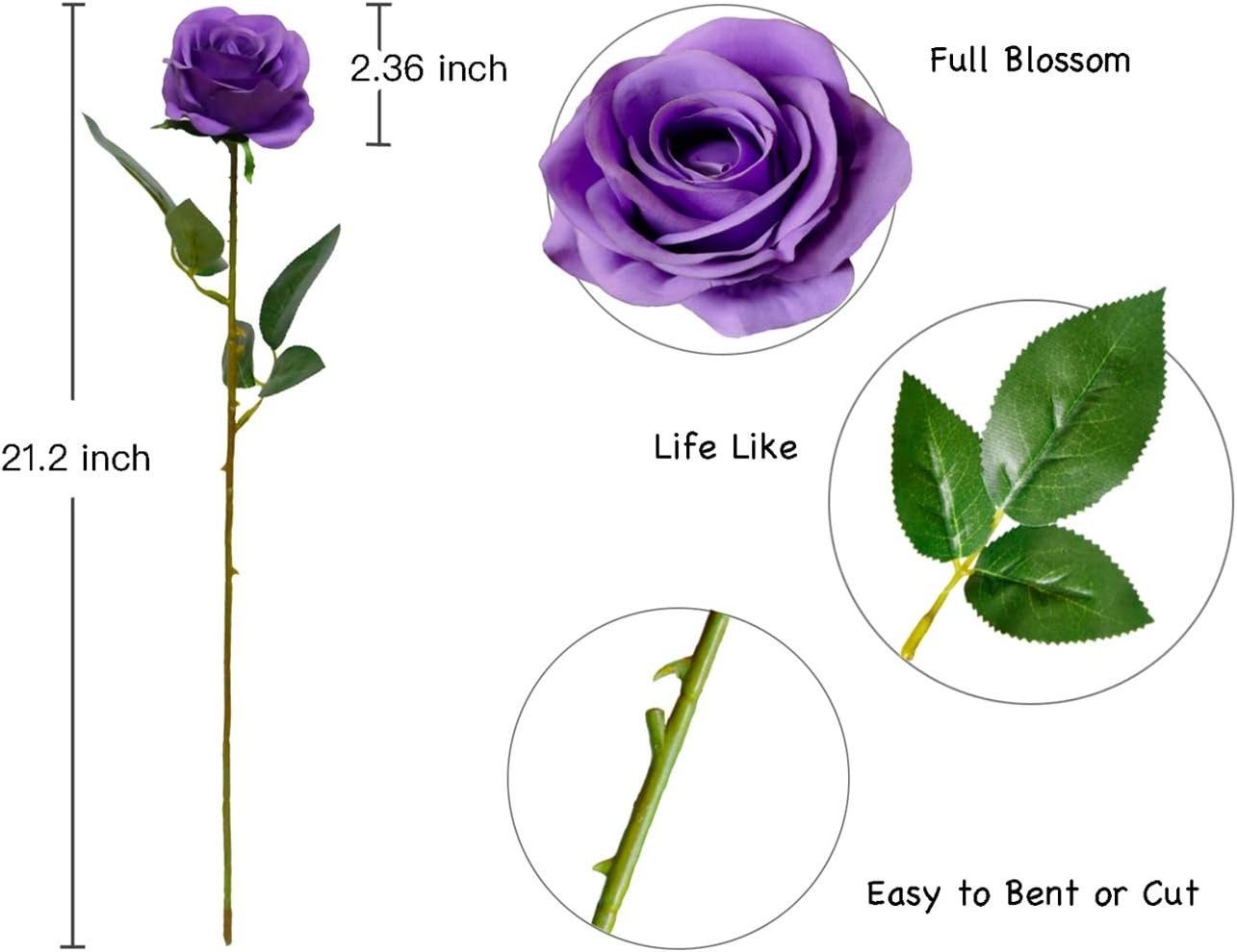 Vibrant Purple Silk Roses – 10PCS Durable Faux Flowers for Stylish Arrangements