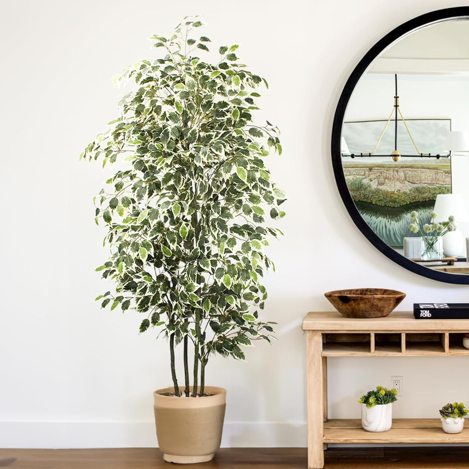 6Ft Artificial Ficus Tree – Lifelike Silk Plant for Home & Garden Decor
