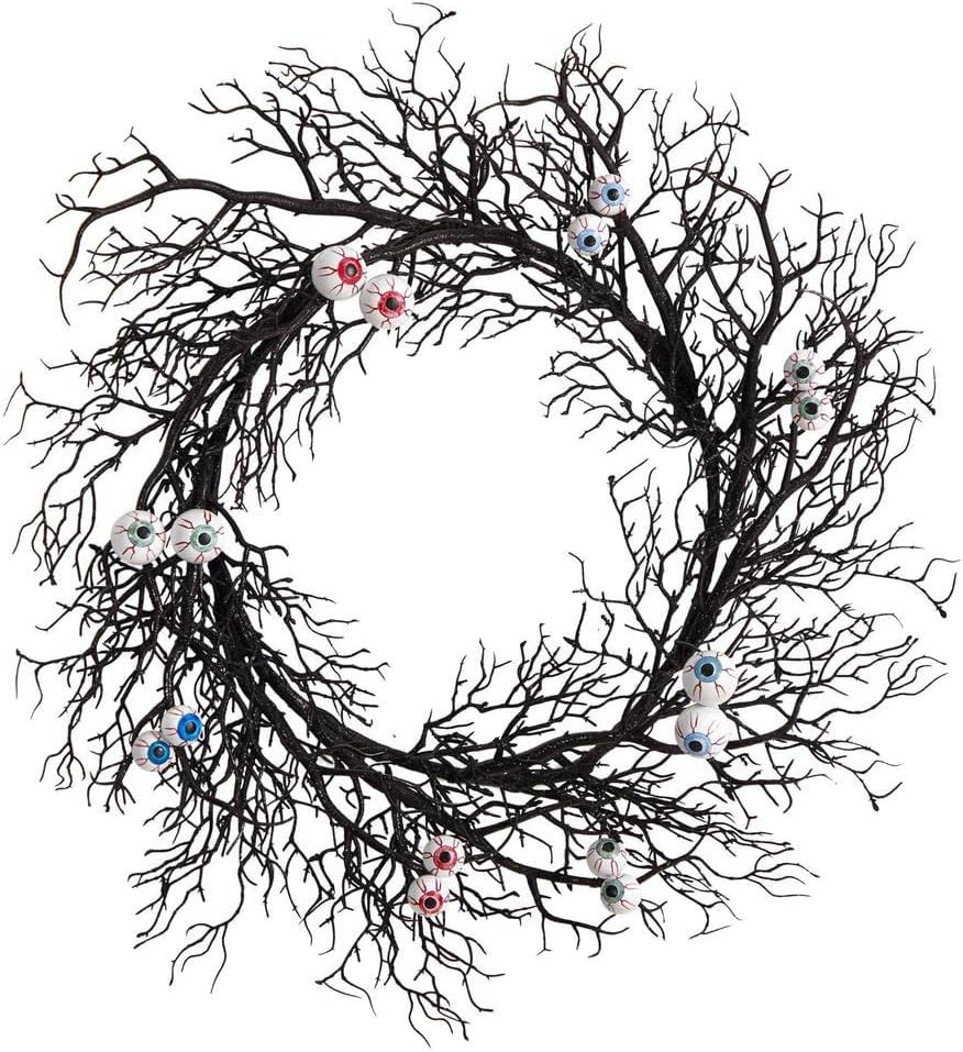 30in. Halloween Gazing Eyeballs Twig Wreath