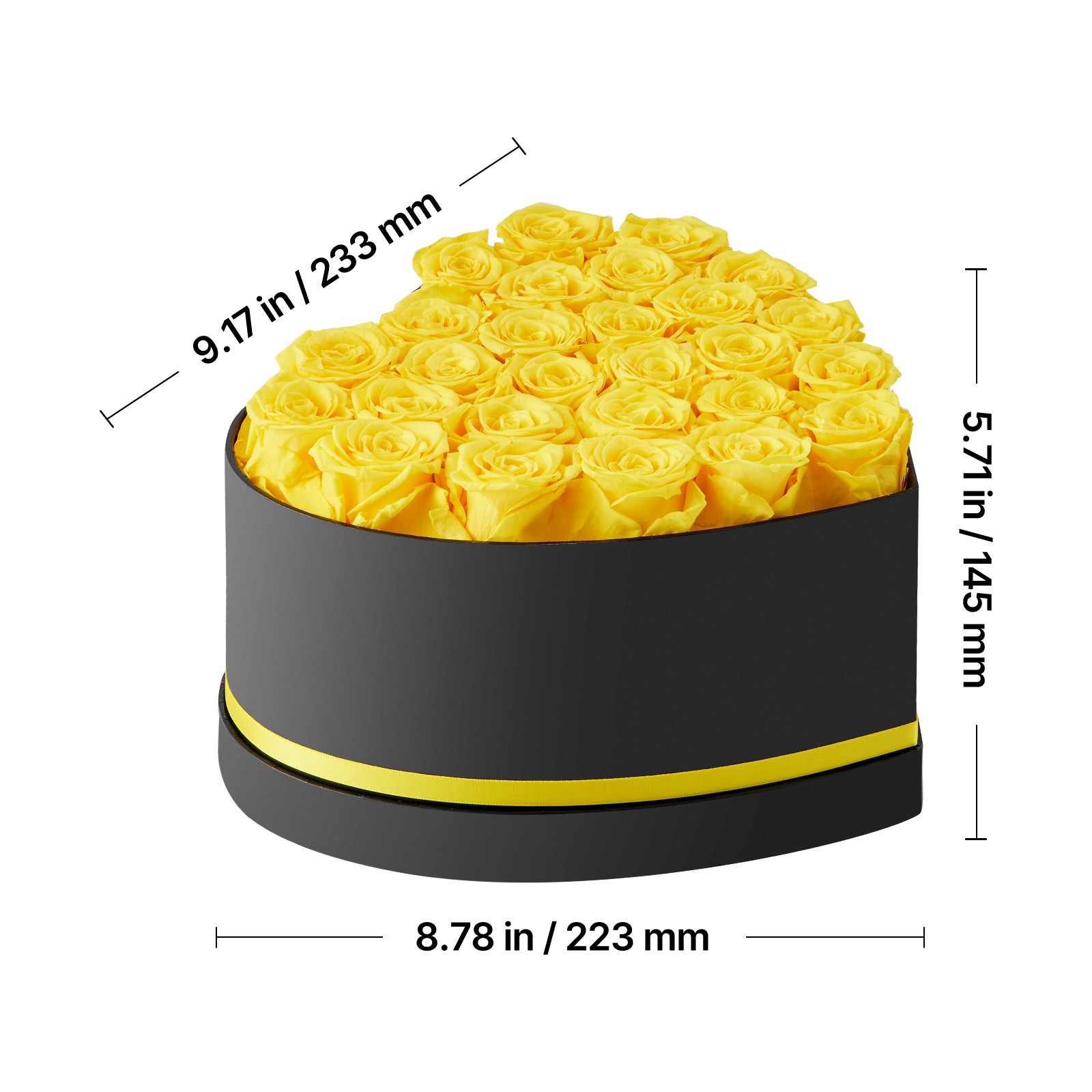 Uimoso 27 Preserved Roses in Heart-Shaped Box – Eternal Yellow Bouquet