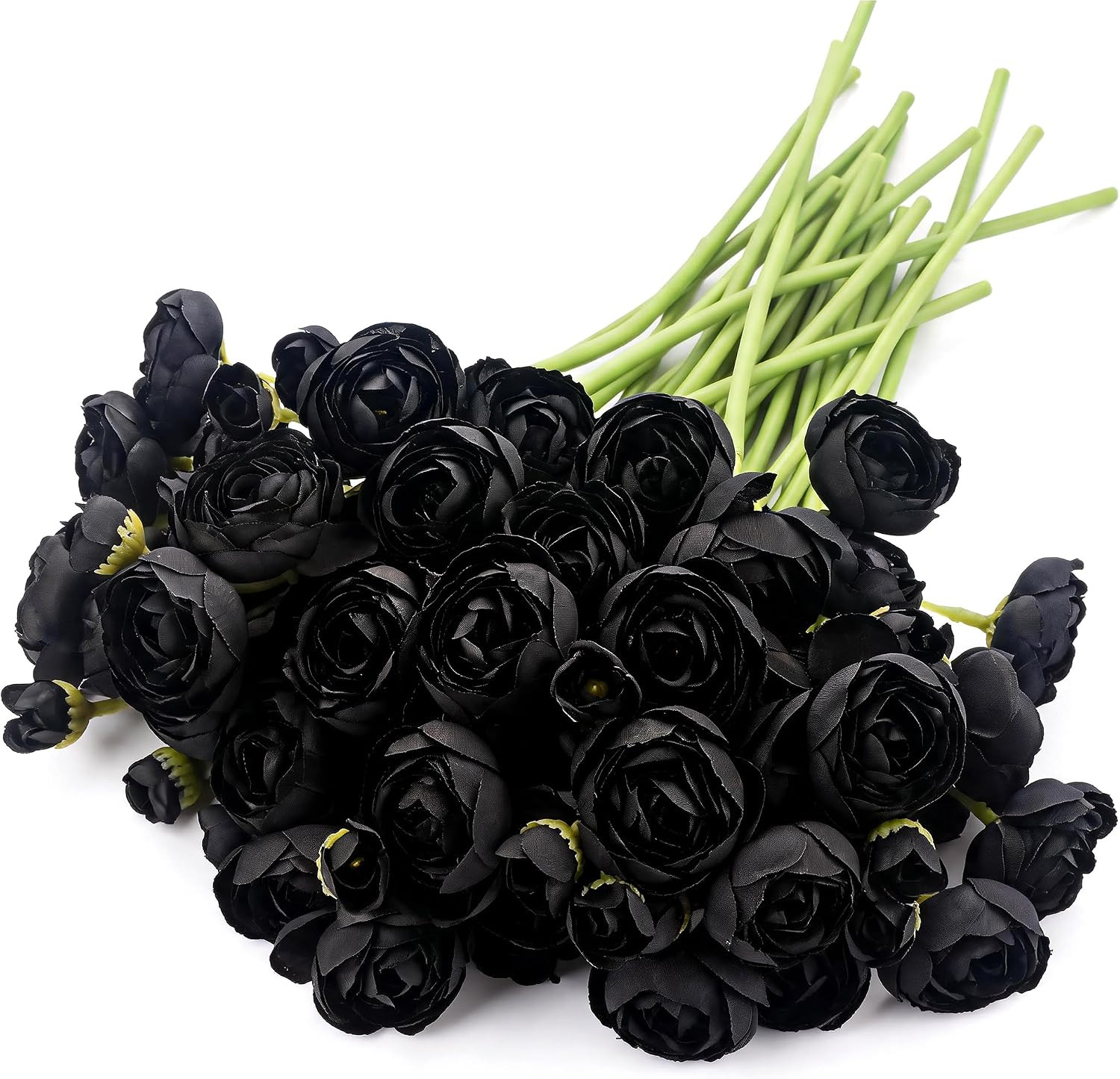Black Faux Silk Ranunculus Bouquet – 24 Stems for Weddings & Home Décor