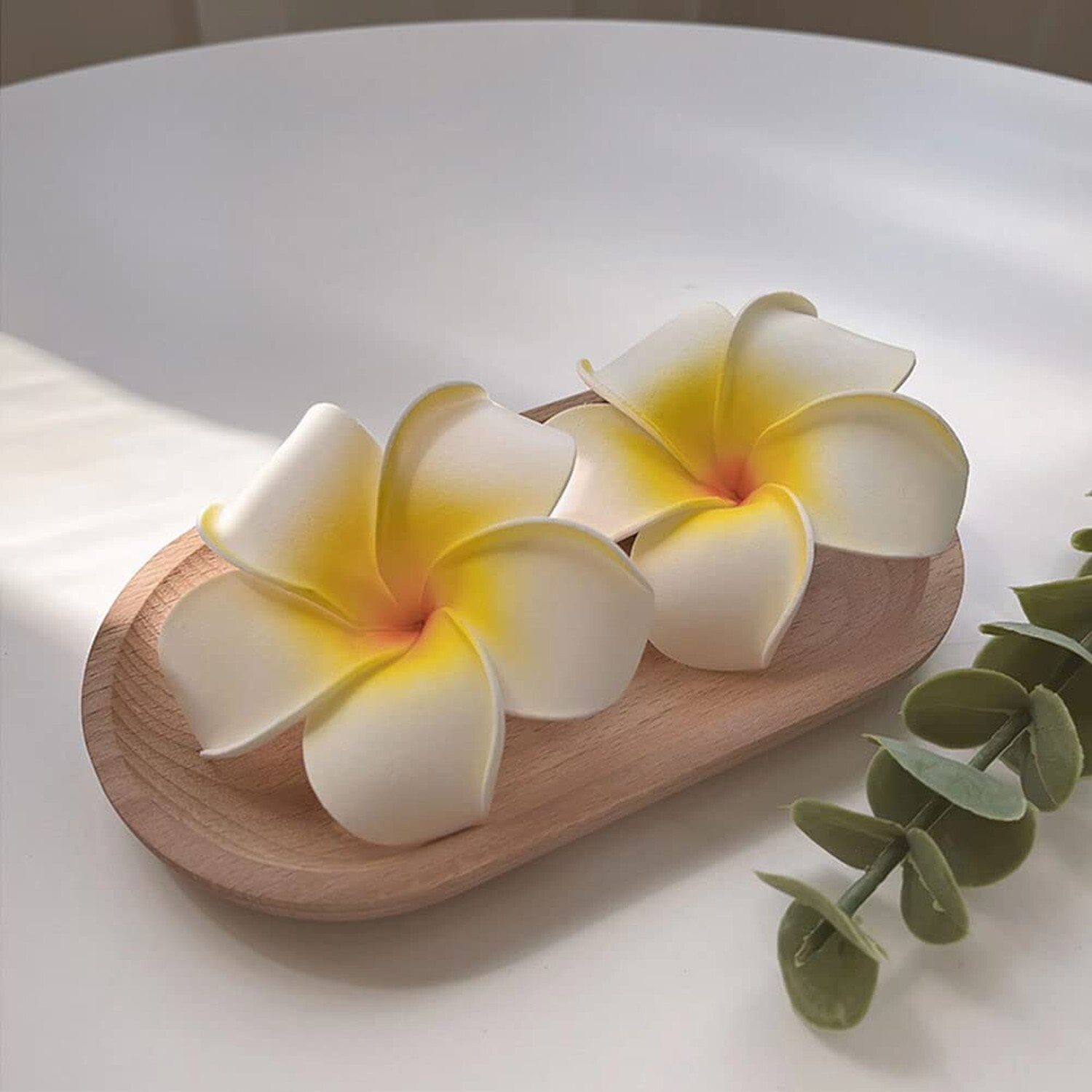 12PCS 2.4Inch White Foam Hawaiian Frangipani Artificial Plumeria Flower Hat H…