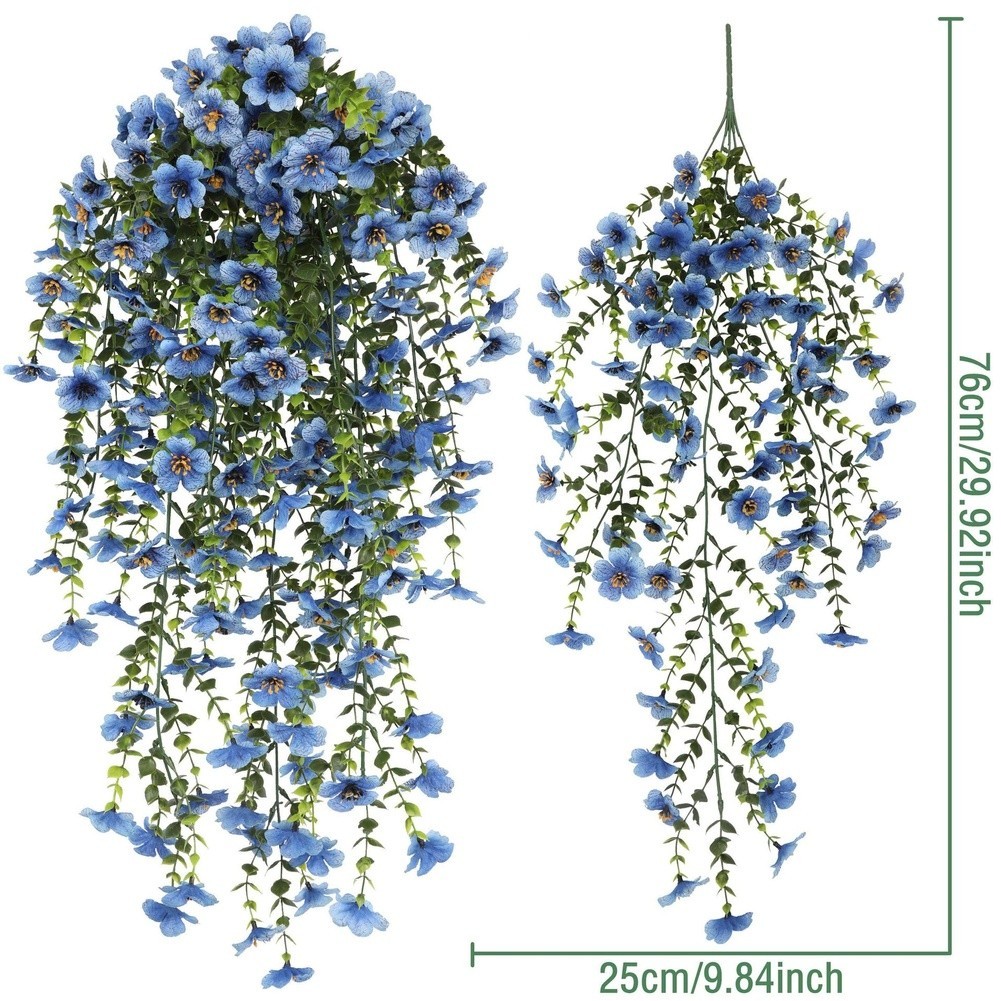 76cm Artificial Eucalyptus Vine with Violet Silk Flowers for Outdoor Decoration