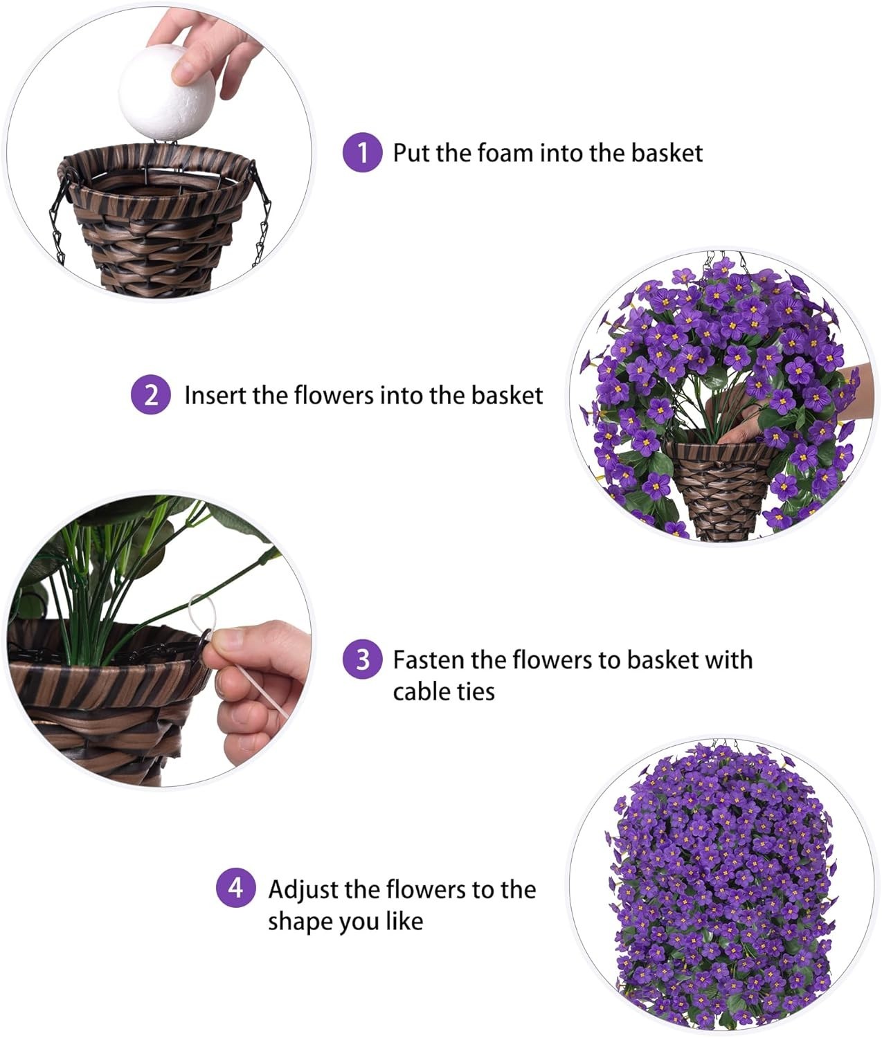 UV Resistant Purple Daisy Hanging Basket