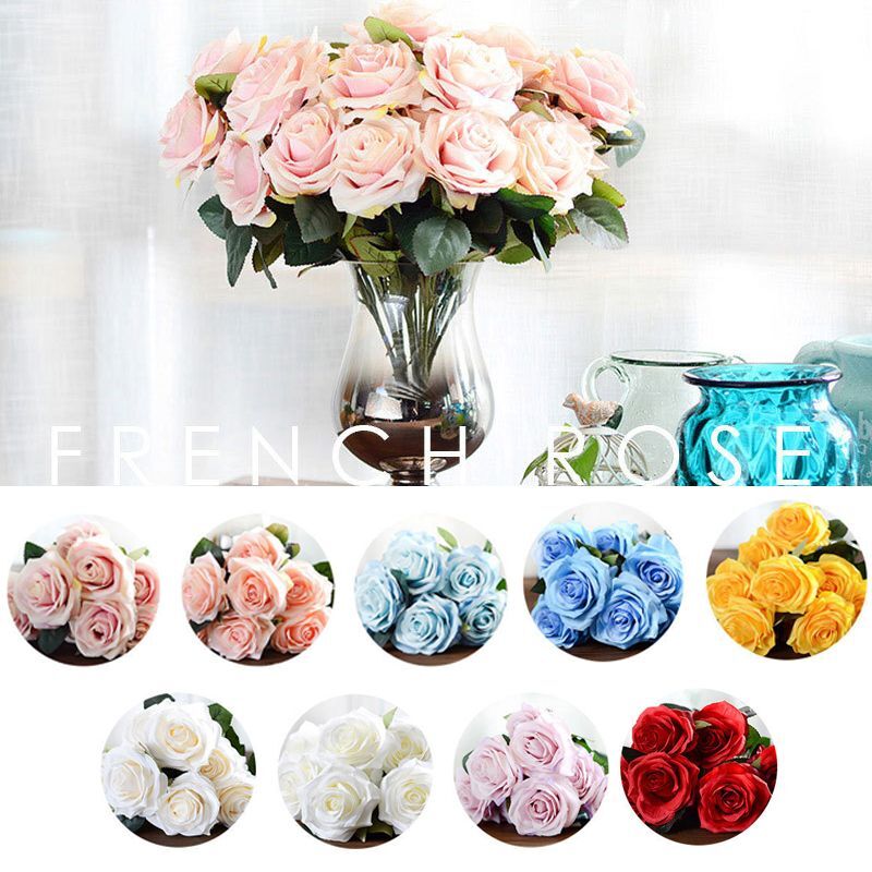 10 Heads Artificial Rose Flower Big Bouquet For Wedding Ornament Home Decor NEW