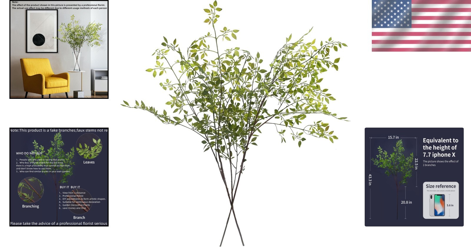 Lifelike 43.3″ Nandina Faux Branches – Set of 2 for Stylish Decorations