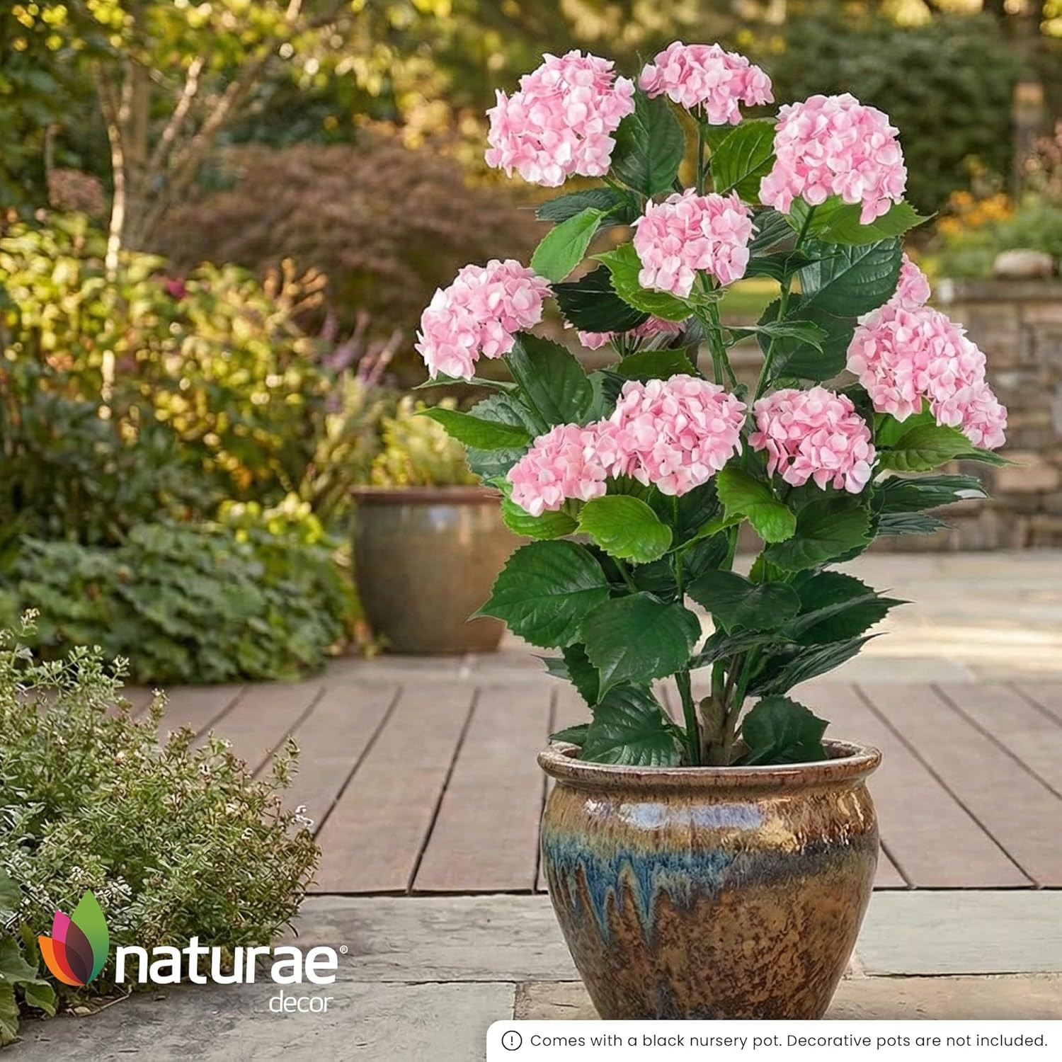 Elegant 37” White Hydrangea Artificial Plant in Black Pot for Home Decor (2)