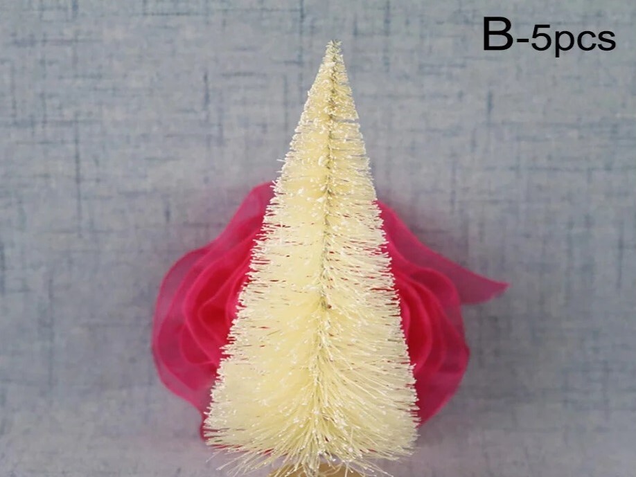 5Pcs Mini Christmas Trees Plastic Artificial Christmas Tree Ornament Winter Snow