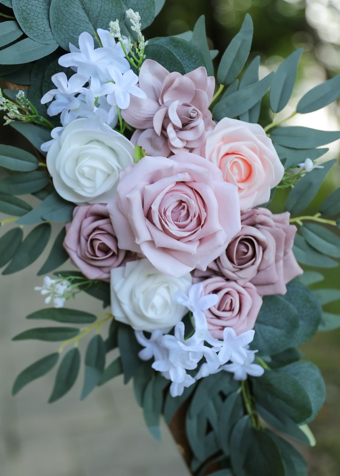 Set of 2 Dusty Rose, Blush Pink Wedding Arch Swags, Welcome Sign, Decor, Floral