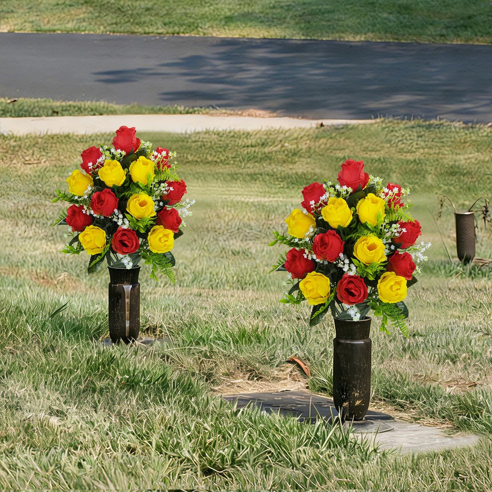 Artificial Cemetery Flowers for Grave Decorations, Artificial Memorial Roses …