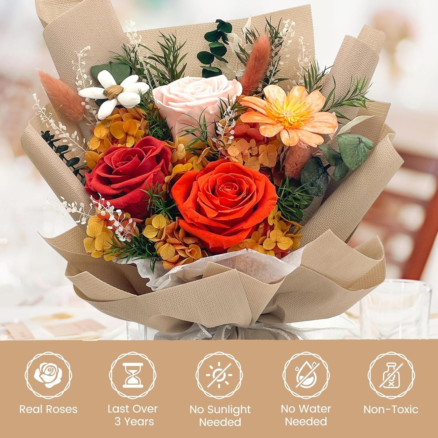 Flowers for Delivery, Preserved Flowers Bouquet with Gift Box, Rose Gifts for…