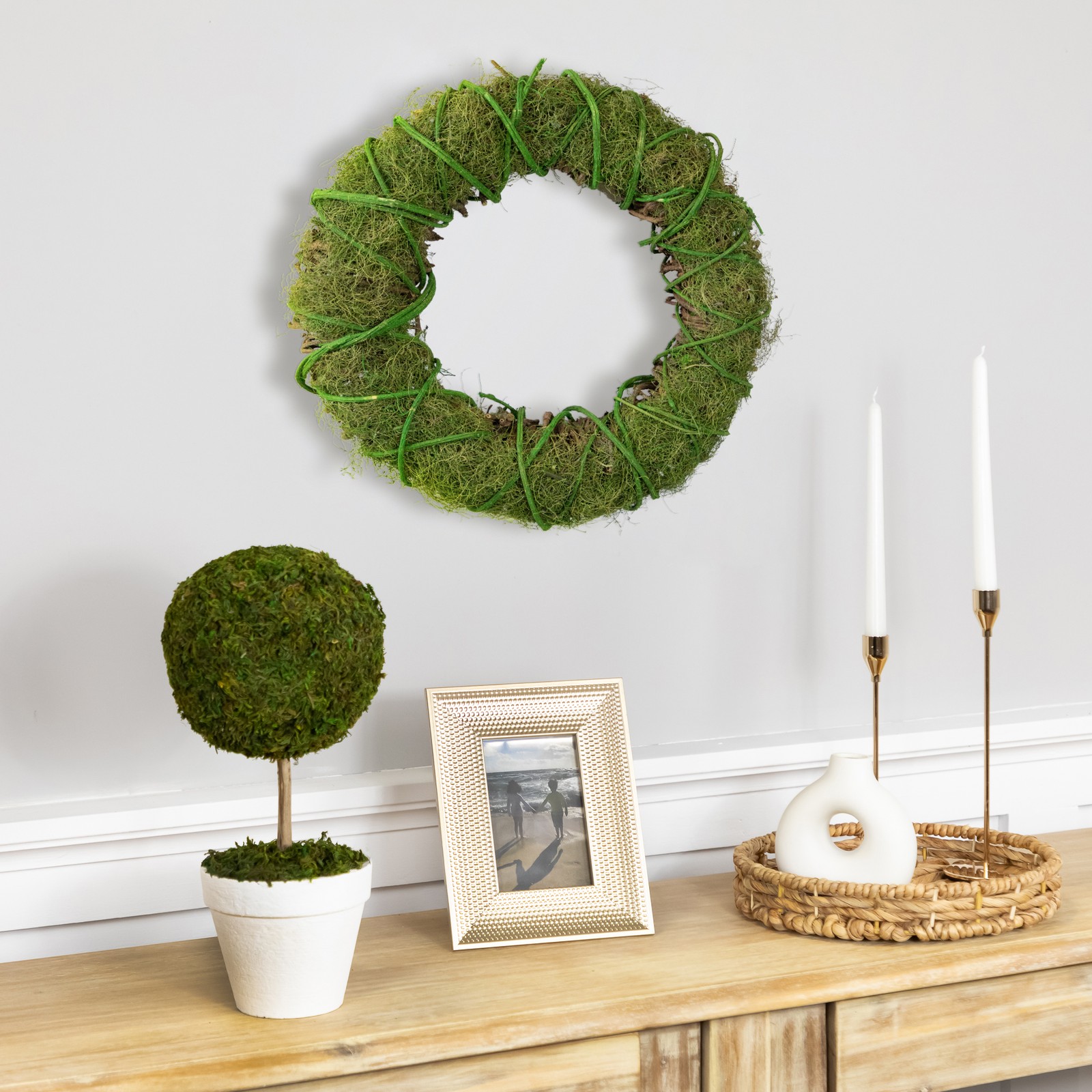 Northlight 15″ Green Moss and Vine Artificial Spring Wreath