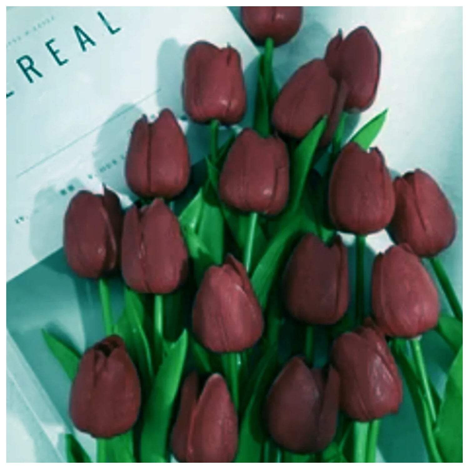 10x Artificial Tulips Flowers 35cm Stem Bouquet Fake Flower Bridal Decoration