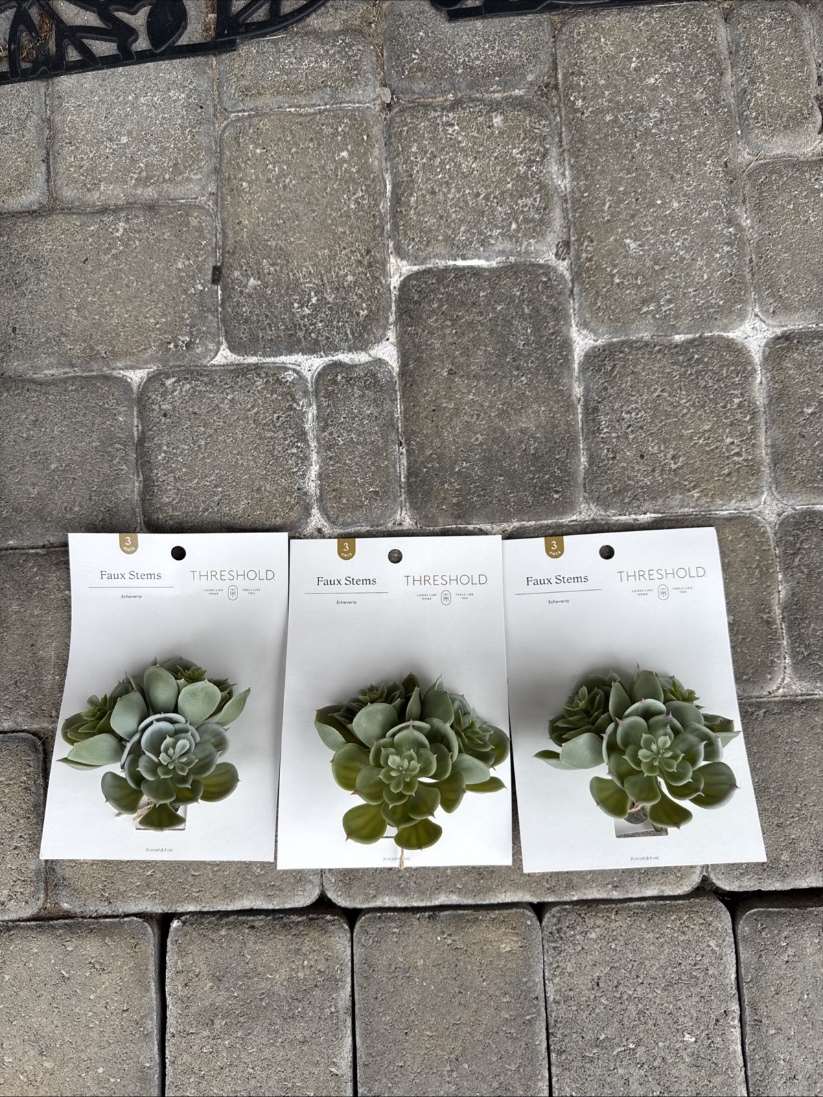 Lot of 3 Pkgs Three (3) Faux Stems of Echeveria Succulents 3.5” Wedding Florals