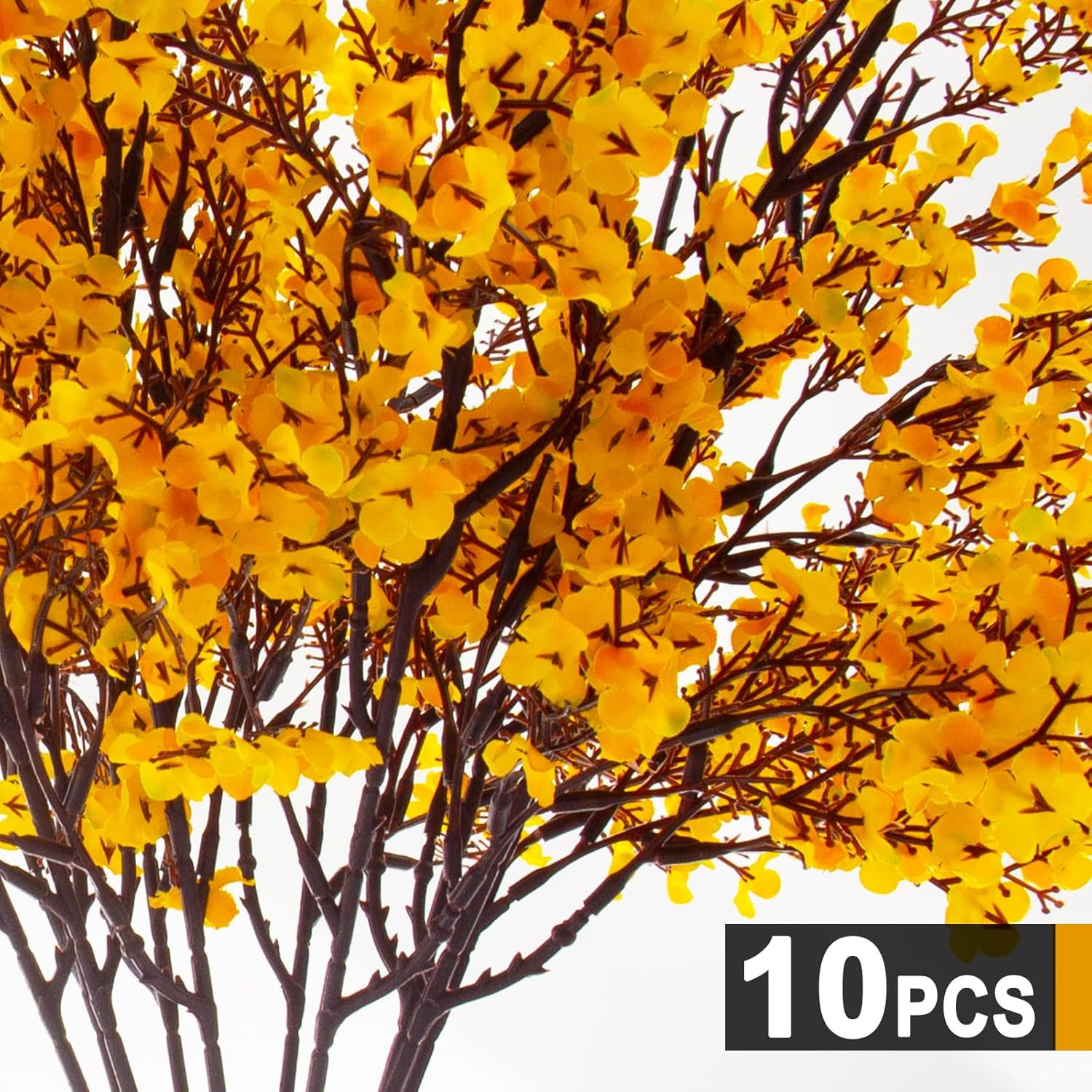 10 Pcs Artificial Babys Breath Flowers Orange Fake Silk Gypsophila Flowers for F
