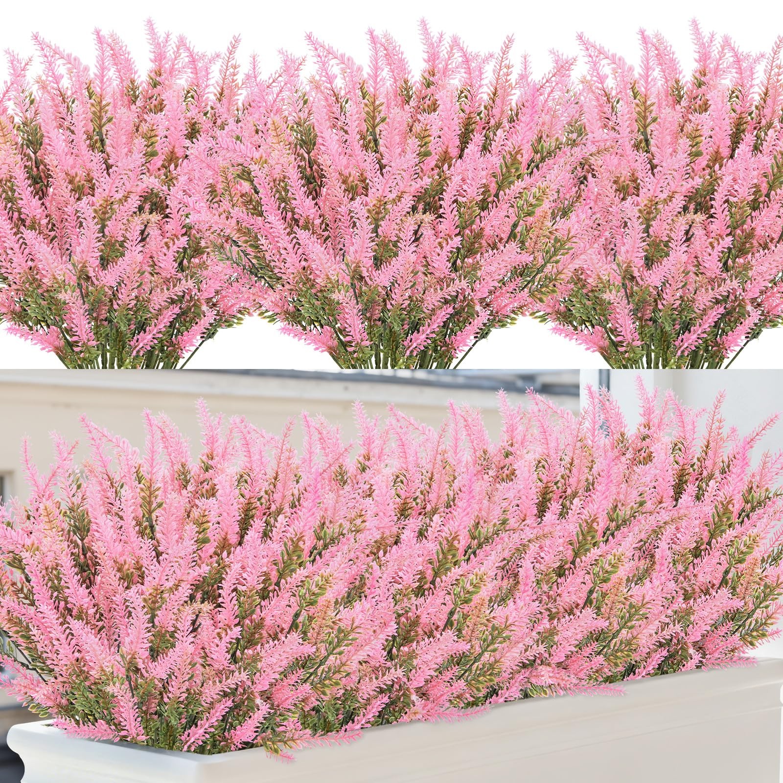 20 Bundles Fake Flowers Artificial Lavender Faux Plastic Plants Flowers for H…