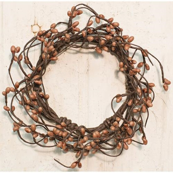 Pip Berry Candle Ring / Wreath 3.5″ Inner Dia – Teastain – Tan / Brown Primitive
