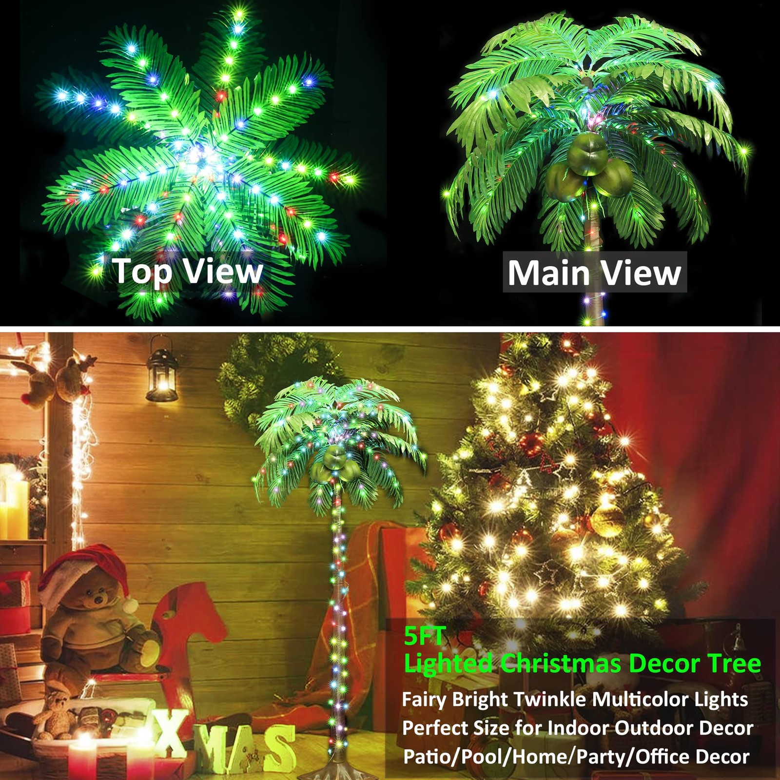5FT Light up Palm Trees Outdoor with Remote, RGB