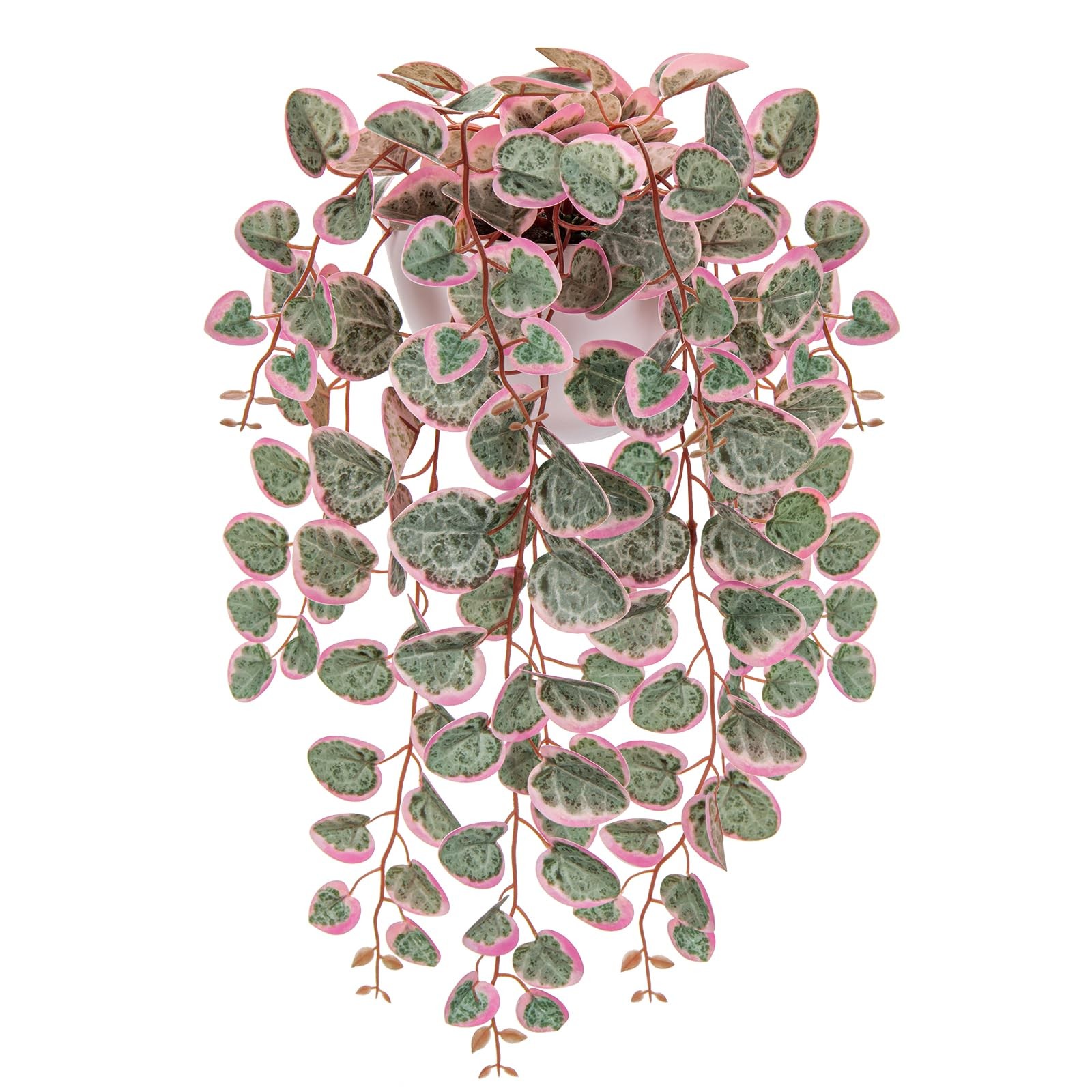 Faux Hanging Plants 17” Artificial String of Heart Vines with Semicircle Wal…
