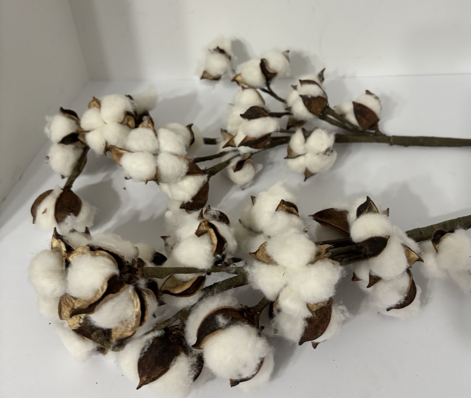 6 STEMS ARTIFICIAL COTTON FLORAL ARRANGEMENT DESIGN FLOWERS CRAFT SUPPLIES
