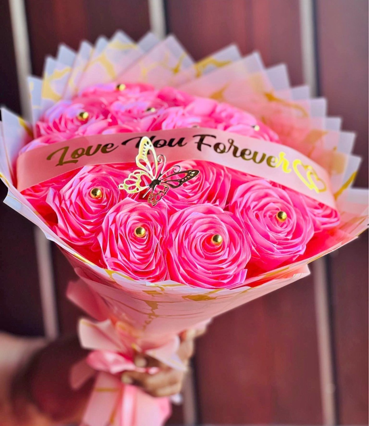 Pink Ribbon Rosen bouquet eternal stain flower bouquet