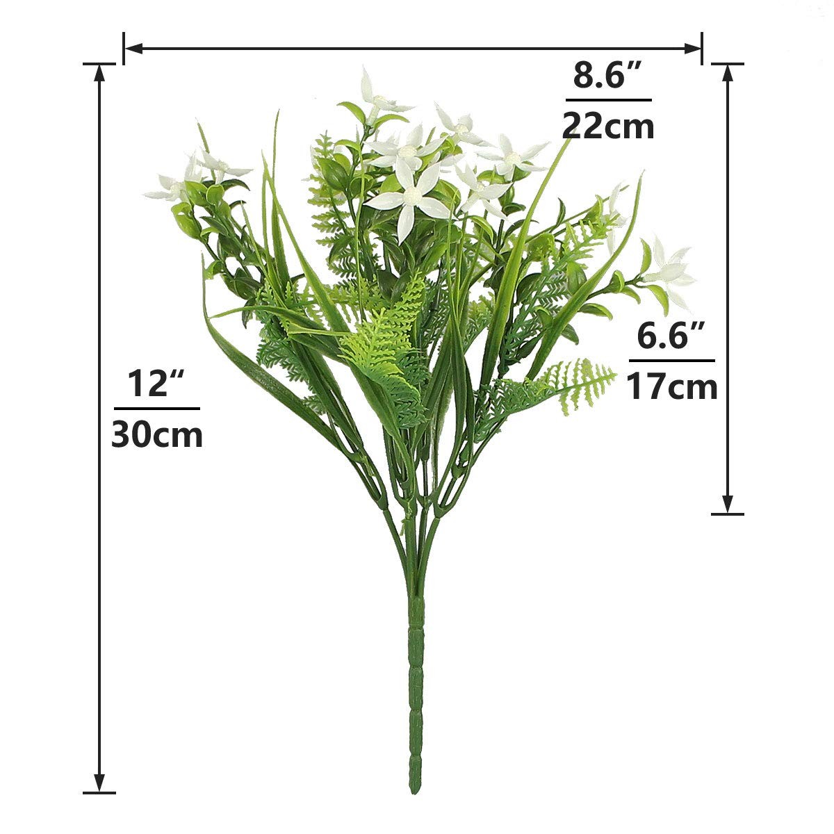 6Pcs Star Jasmine Artificial UV Resistant Flowers Outdoor Plastic Flowers