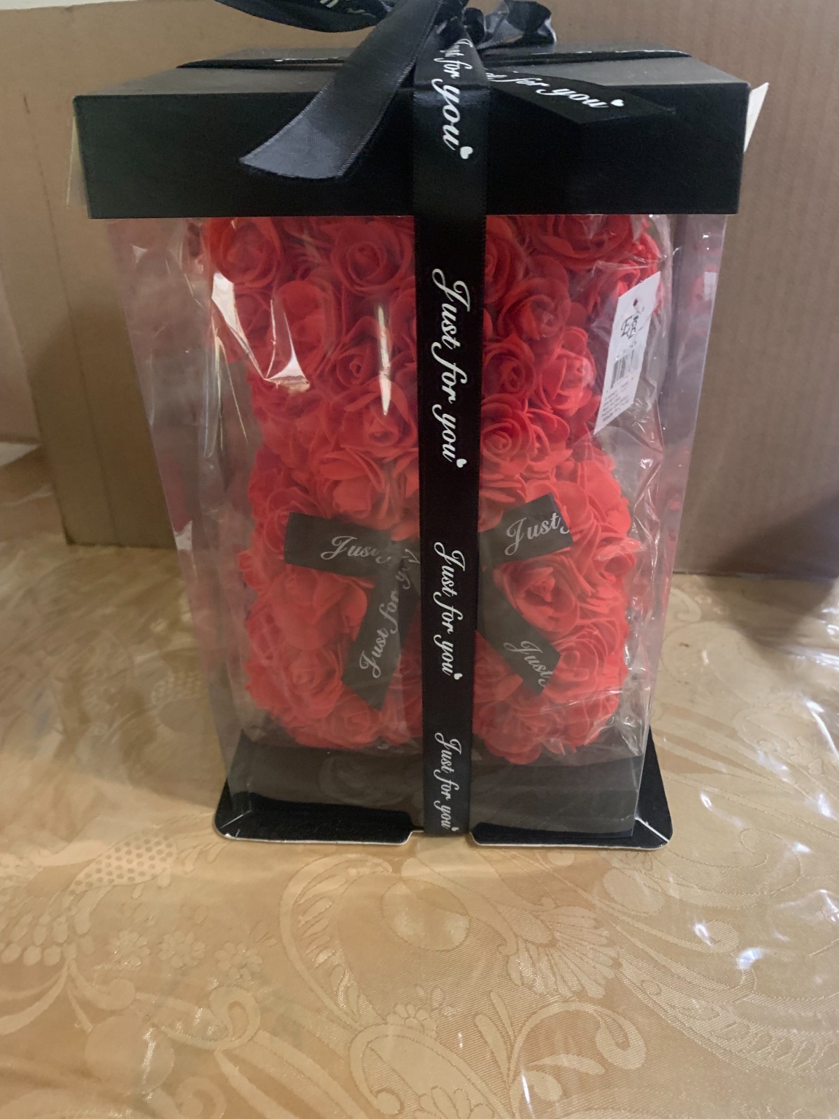 Rose Teddy Bear -10 Inch Artificial Rose Flower Bear