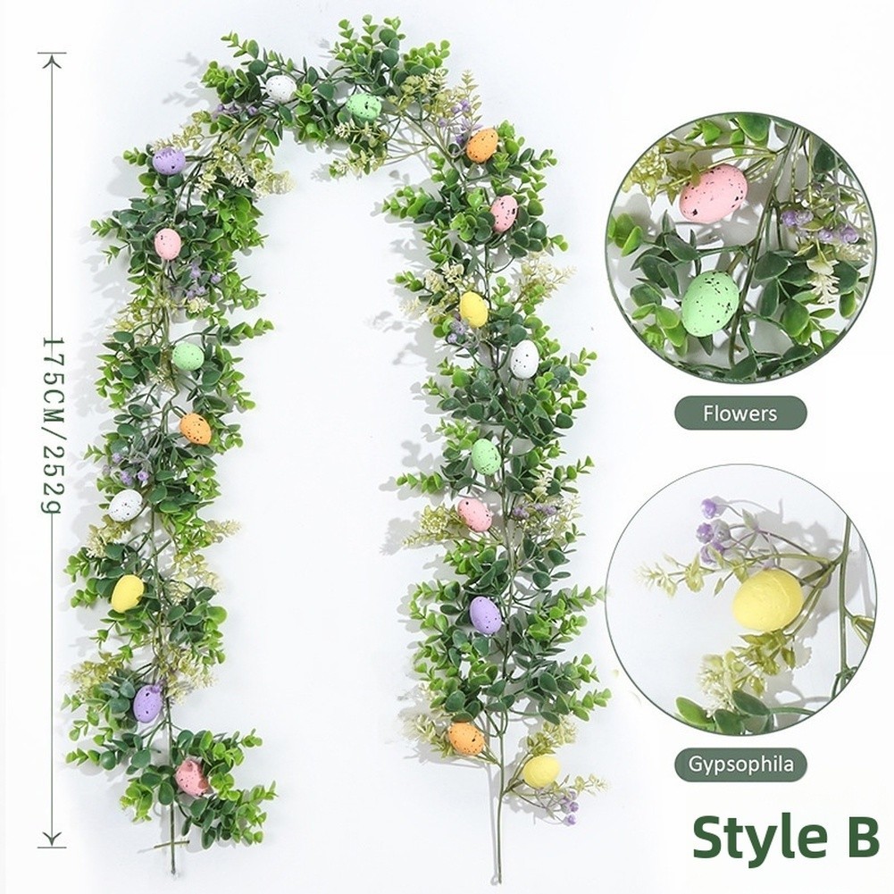 Decorative Artificial Vine Garland Hanging Carrots and Eggs for Wall Display